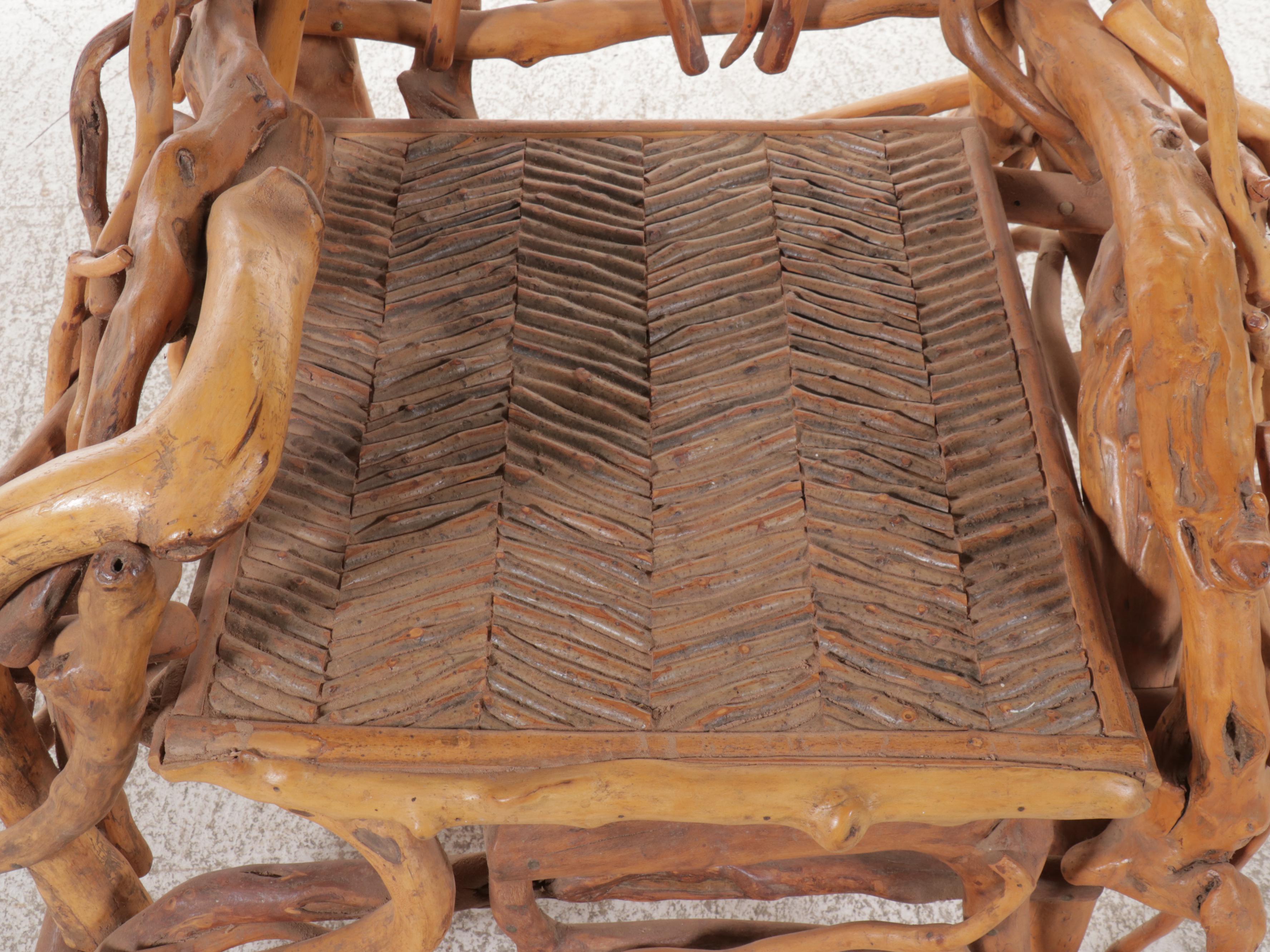 Robert Beaven Adirondack Style Root Wood Armchair