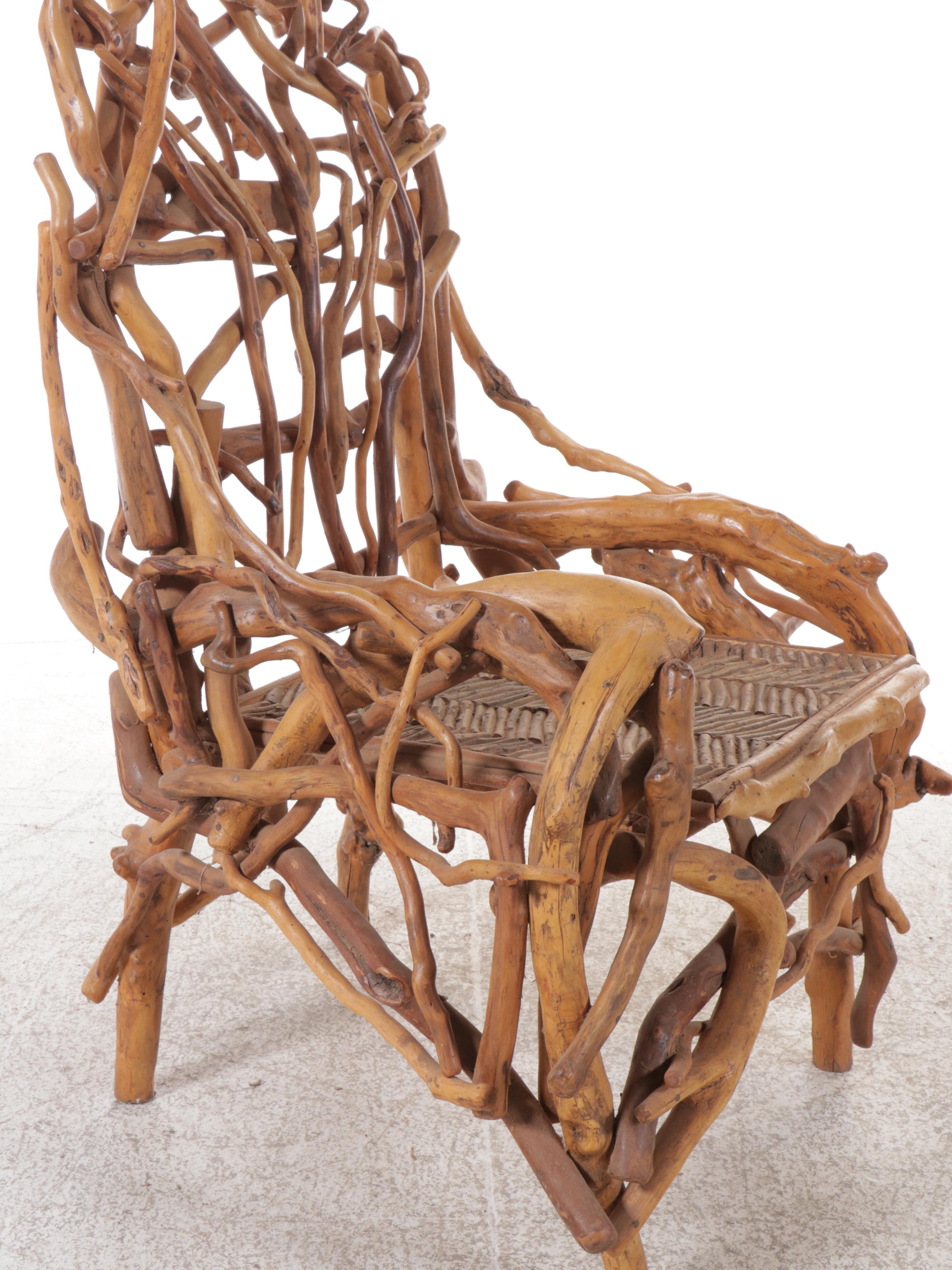 Robert Beaven Adirondack Style Root Wood Armchair