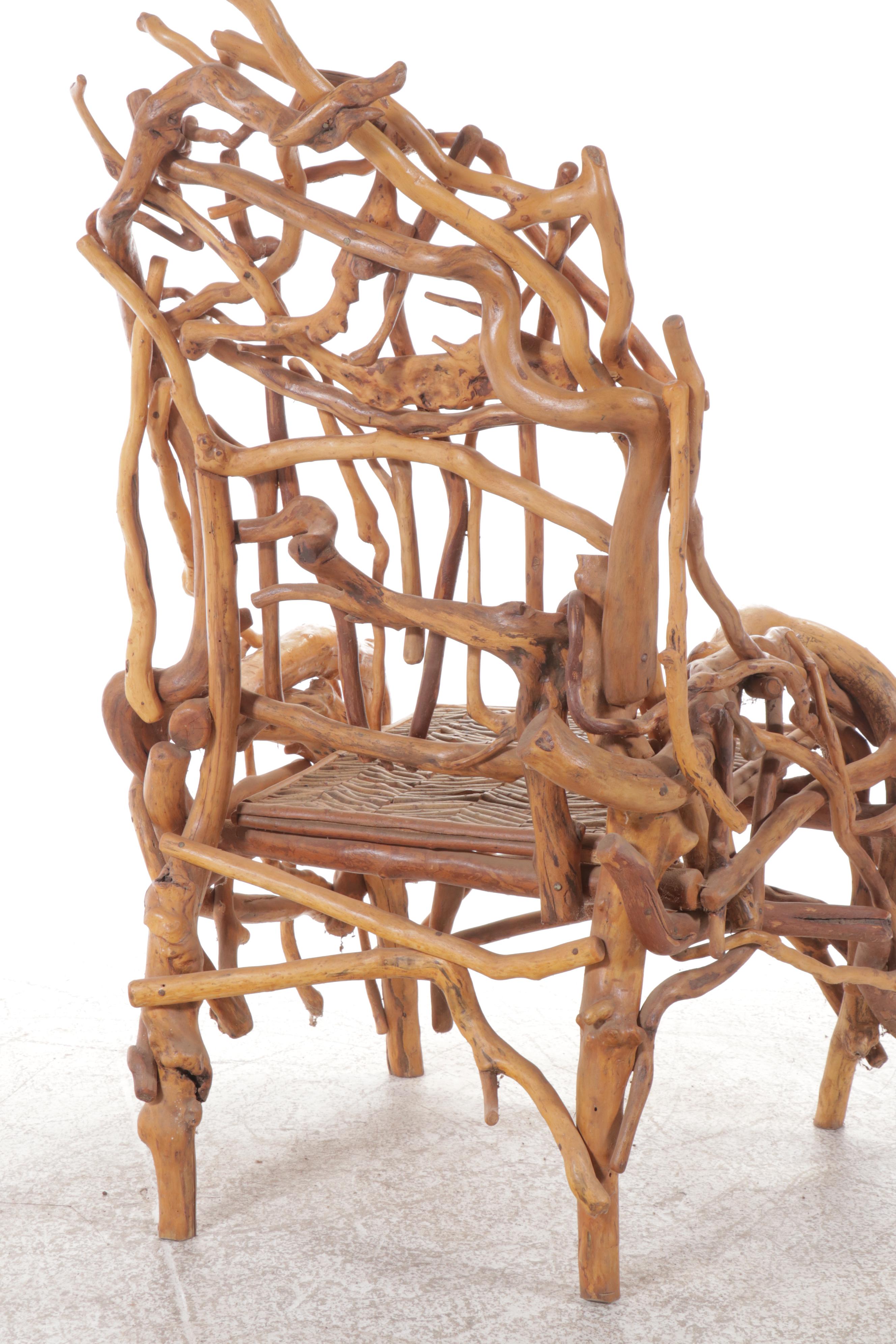 Robert Beaven Adirondack Style Root Wood Armchair