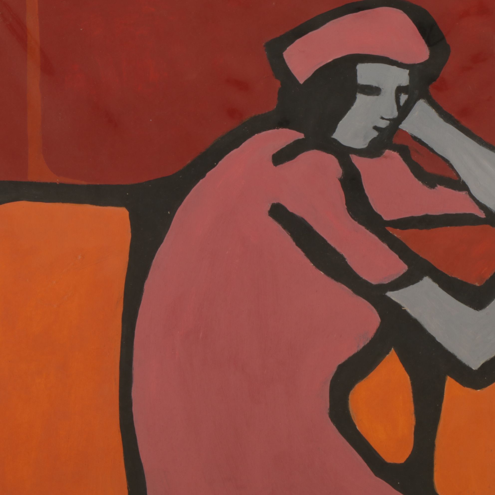 Bernice Rothschild Modern Portrait of a Sitting Woman in Warm Tones,