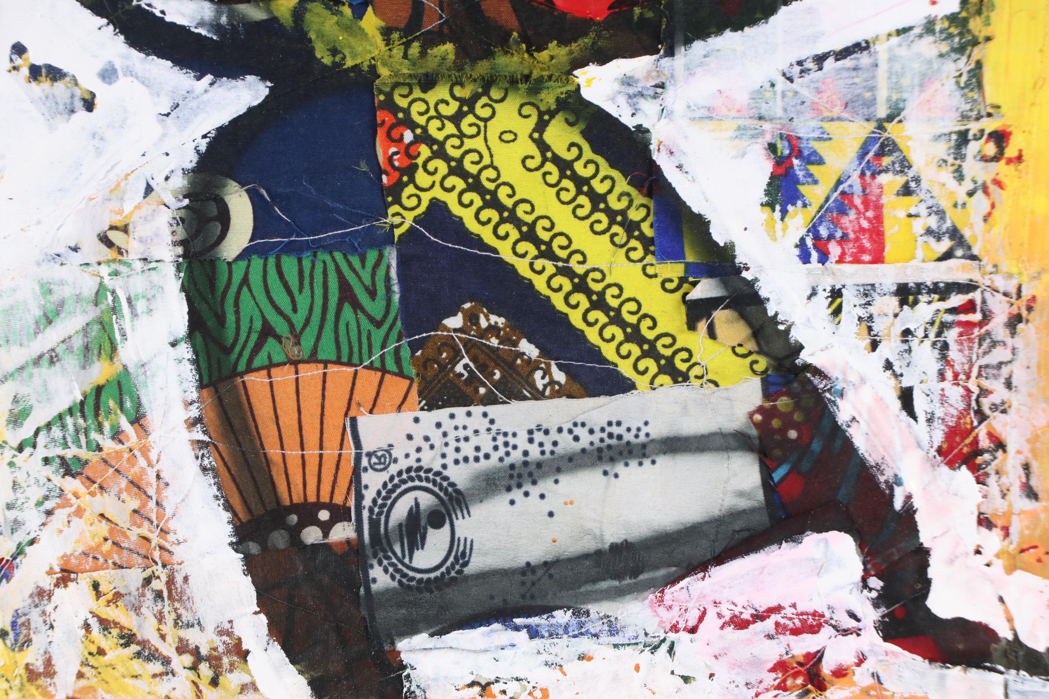 Abiola Idowu Stylized Mixed Media Portrait "Happiness," 2022