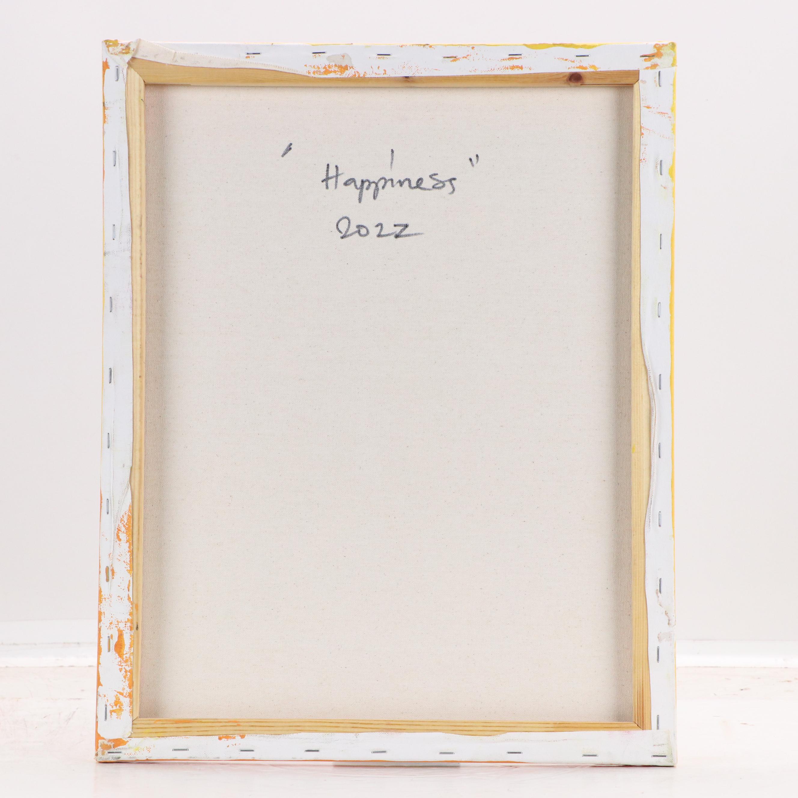 Abiola Idowu Stylized Mixed Media Portrait "Happiness," 2022