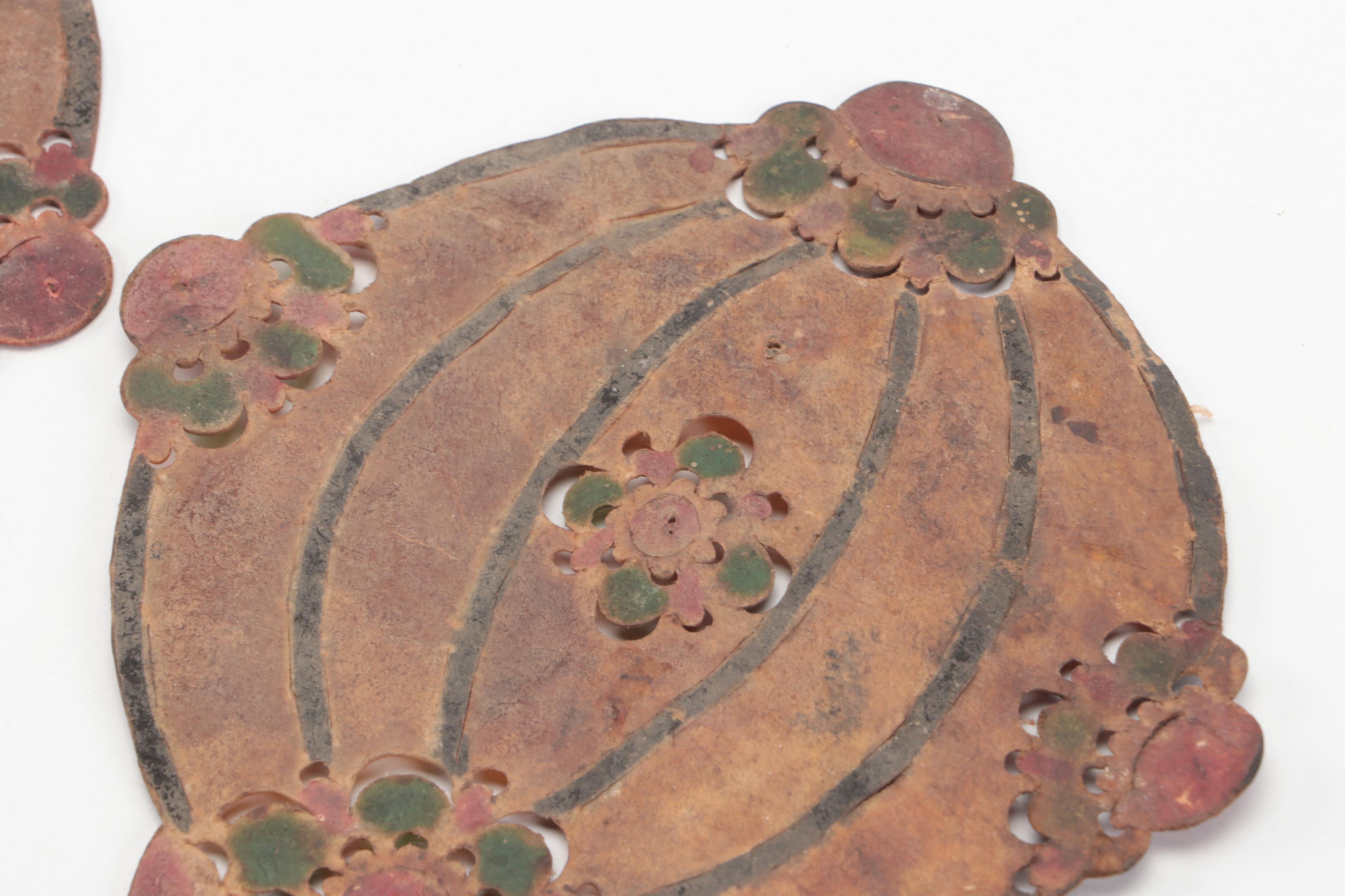 Chinese Lantern Pair Vellum Shadow Puppet Accessories, Circa 1870