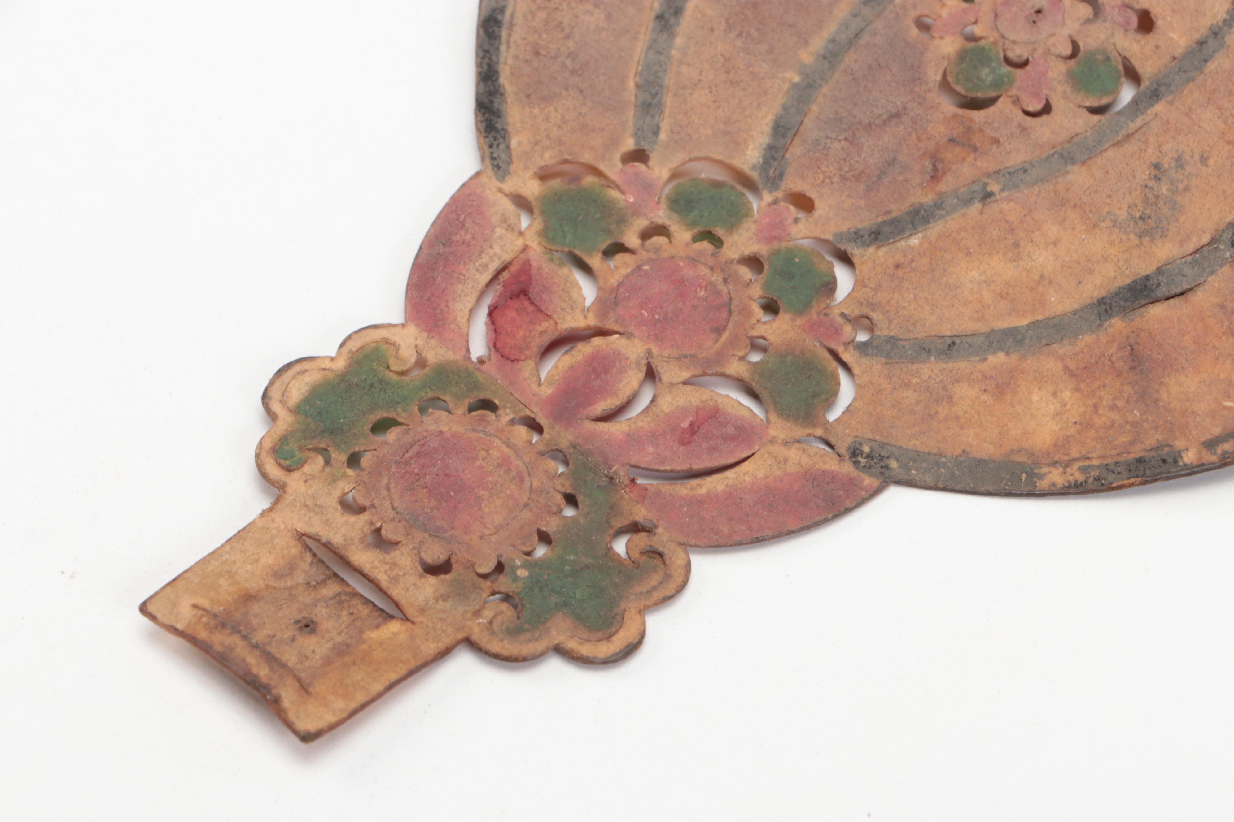 Chinese Lantern Pair Vellum Shadow Puppet Accessories, Circa 1870