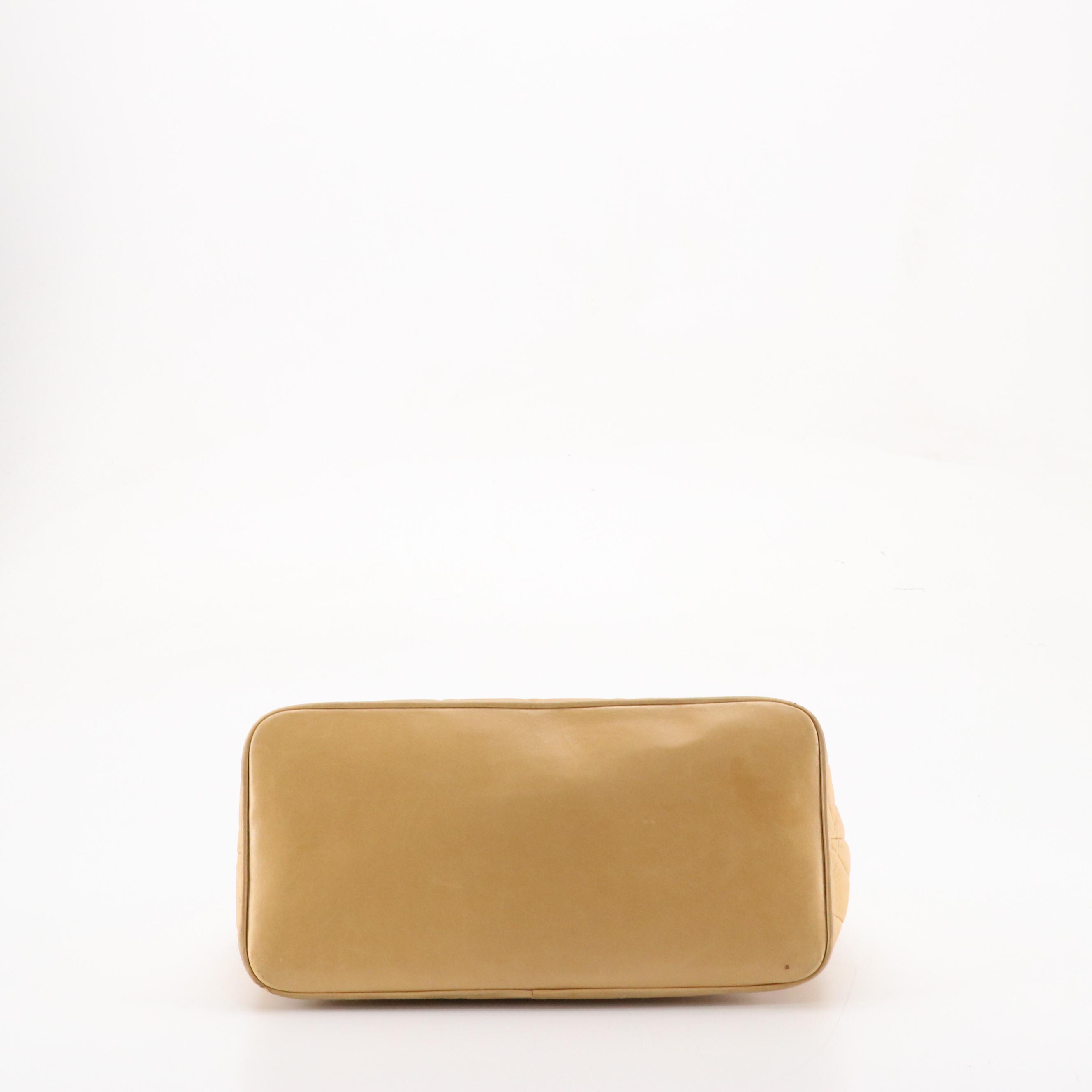 Chanel Medallion Zip Tote in Beige Quilted Lambskin Leather