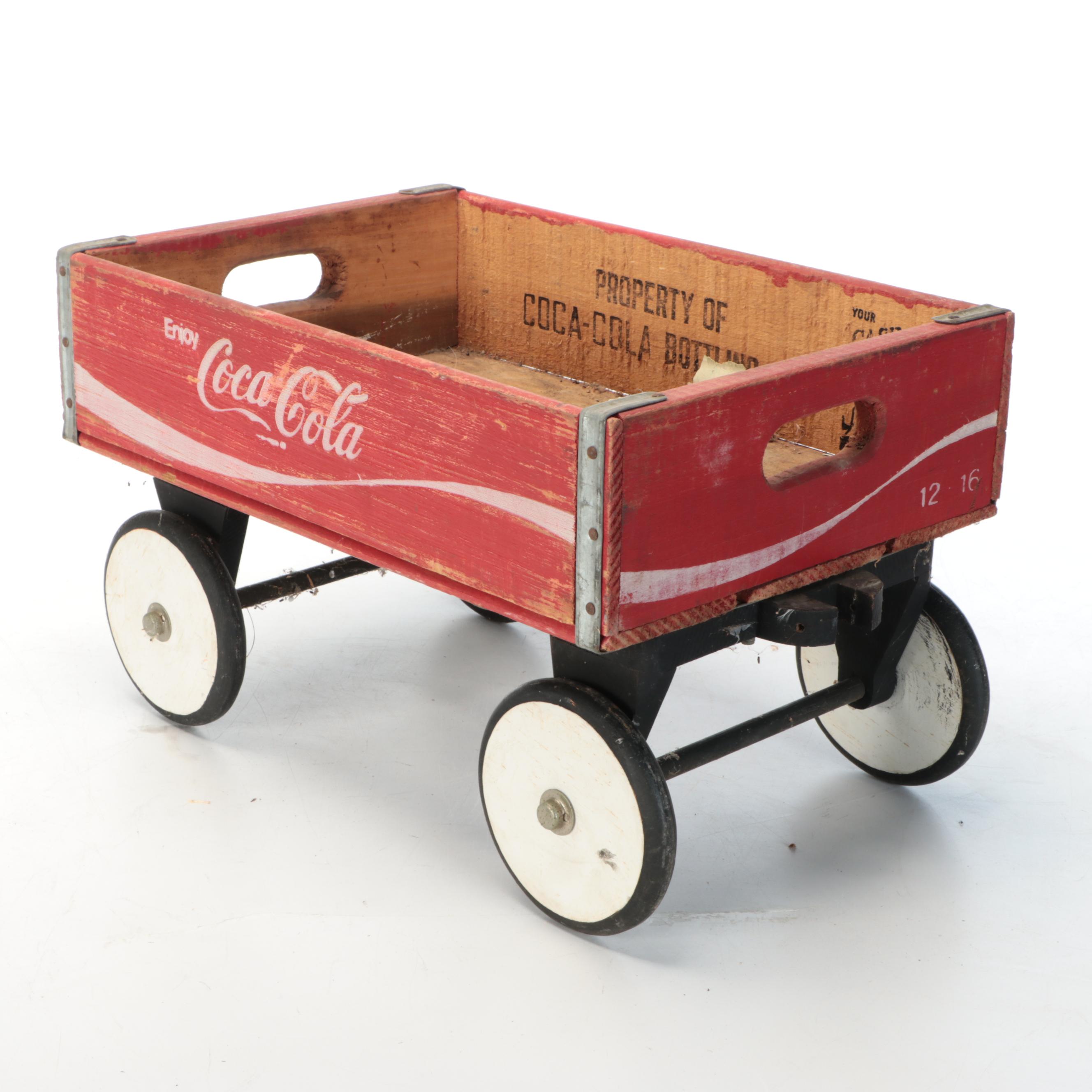 Coca-Cola Wood Crate Wagon and Sign