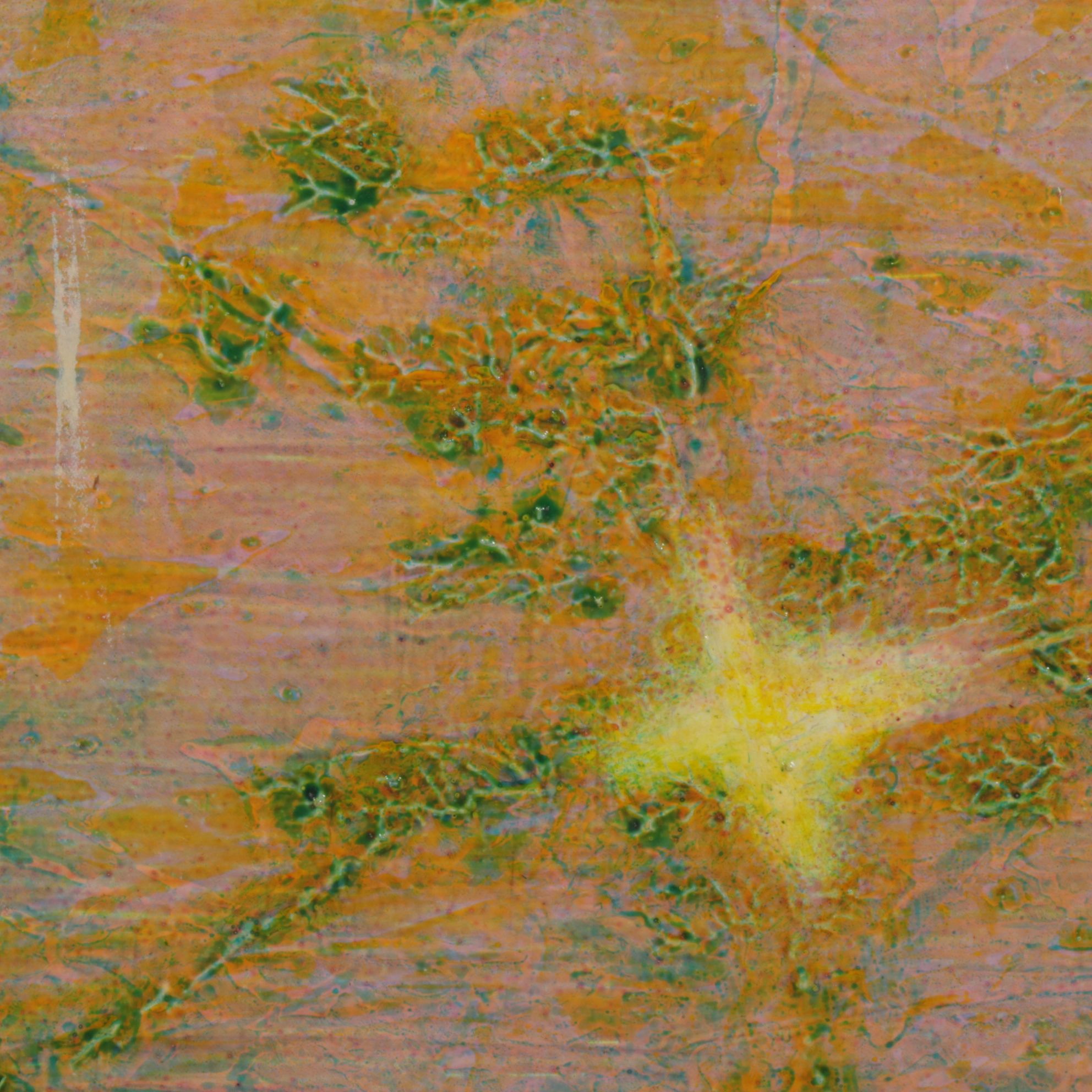 A.J. Breuer Textured Abstract Starburst Oil Painting ,1976