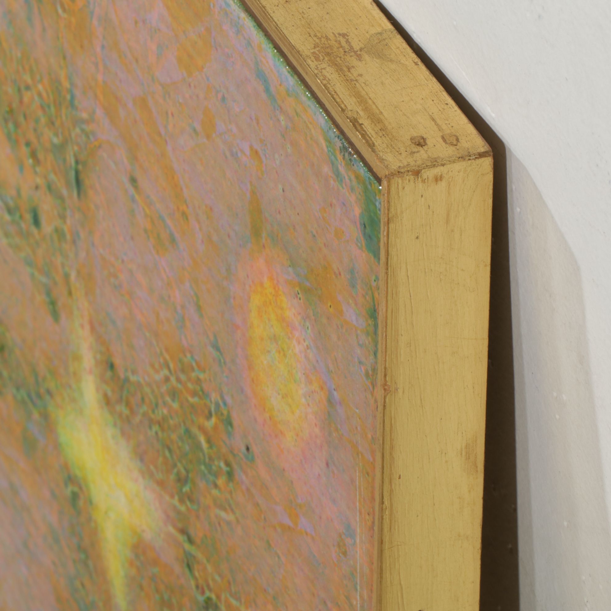 A.J. Breuer Textured Abstract Starburst Oil Painting ,1976