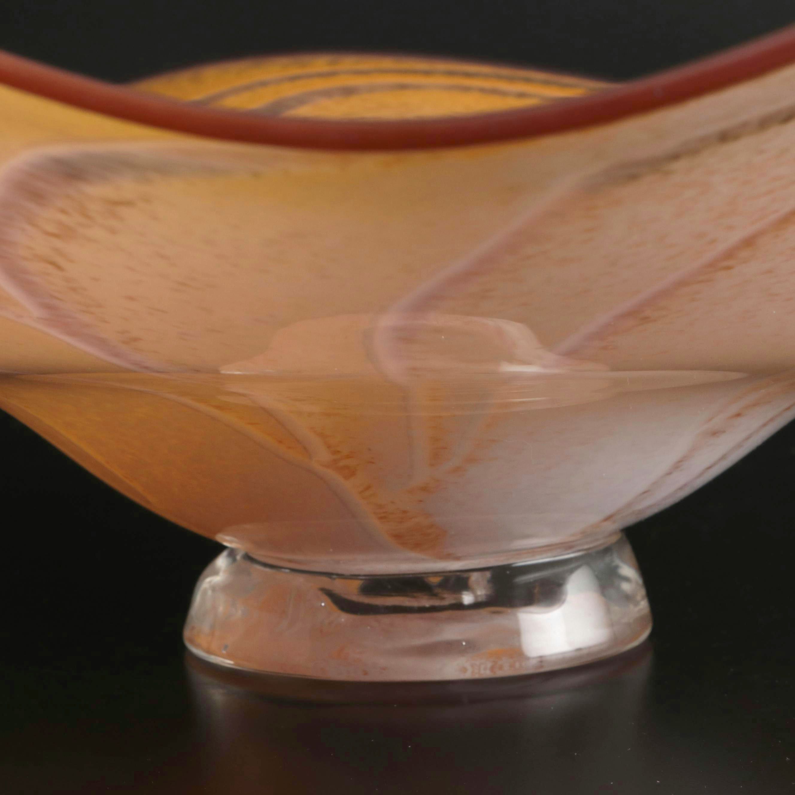 Artist Signed Yellow Studio Glass Centerpiece Bowl