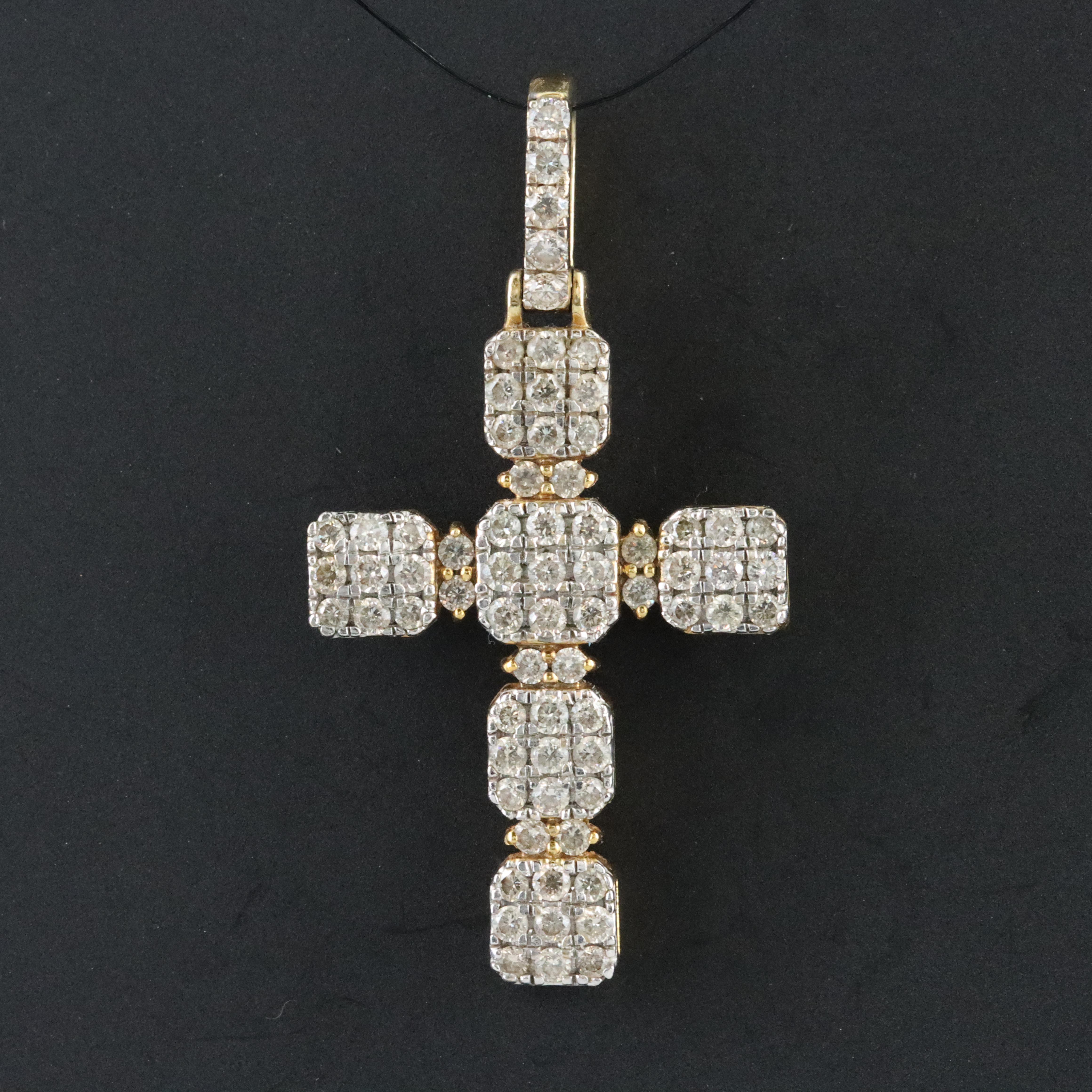 10K 1.48 CTW Diamond Pavé Cross Pendant