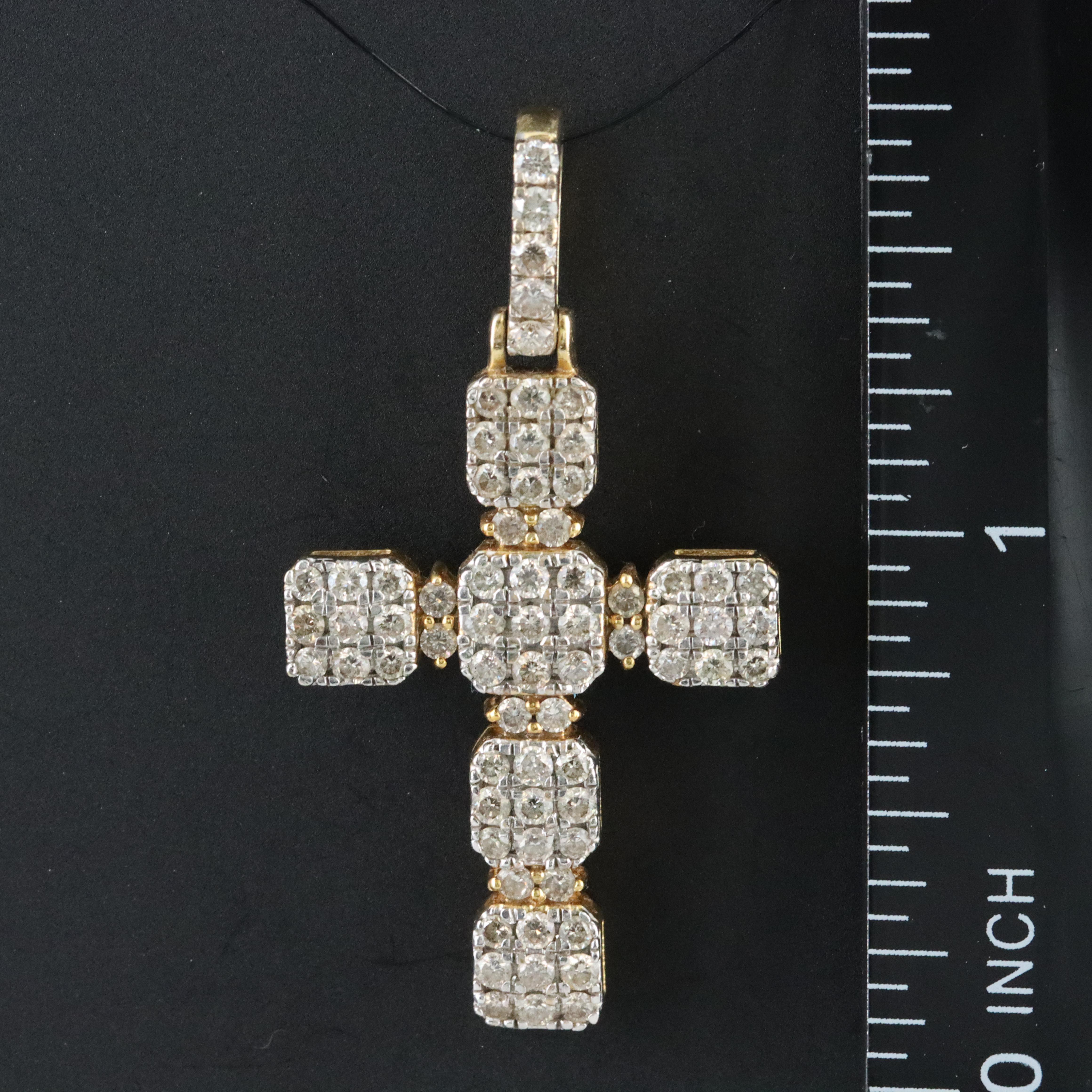 10K 1.48 CTW Diamond Pavé Cross Pendant
