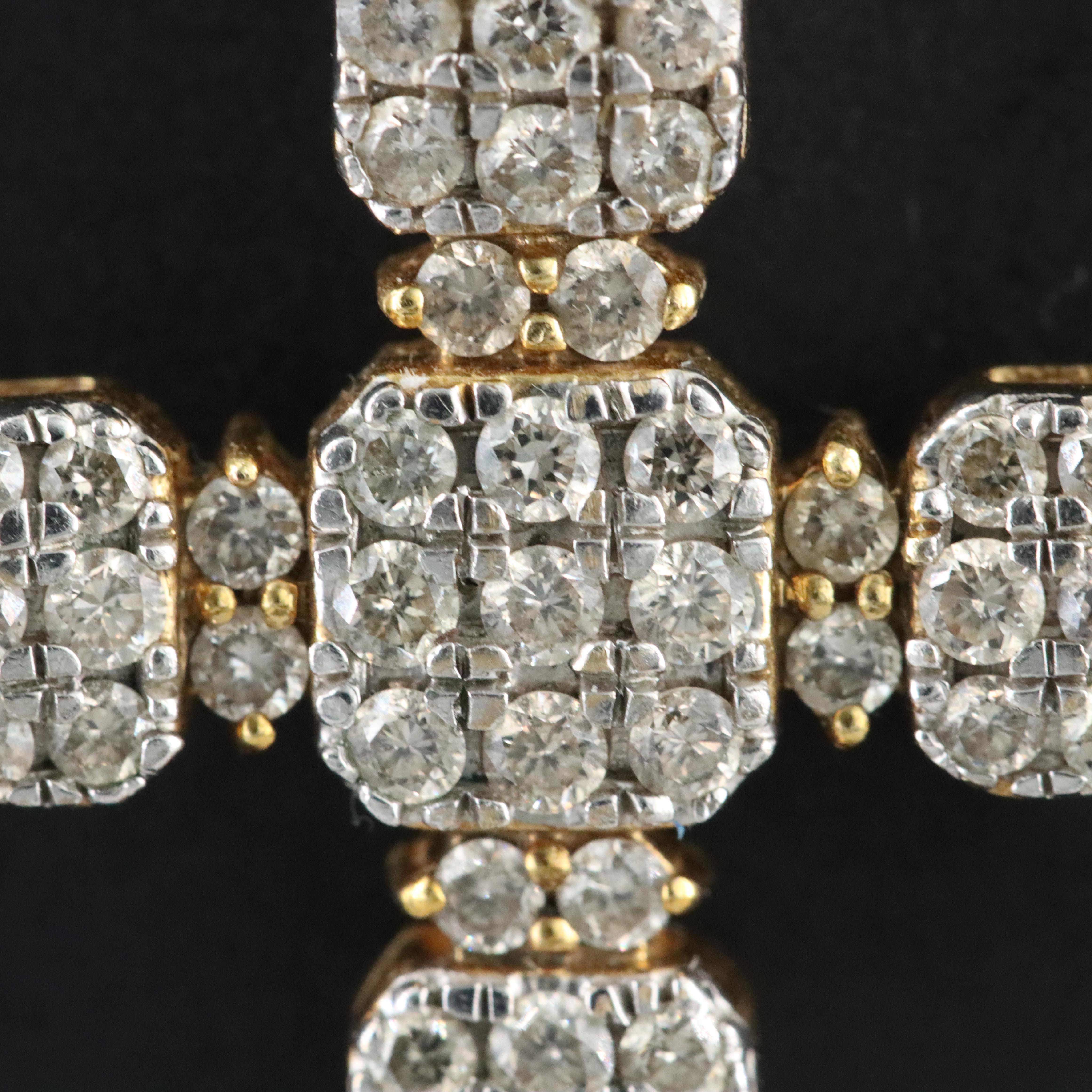 10K 1.48 CTW Diamond Pavé Cross Pendant