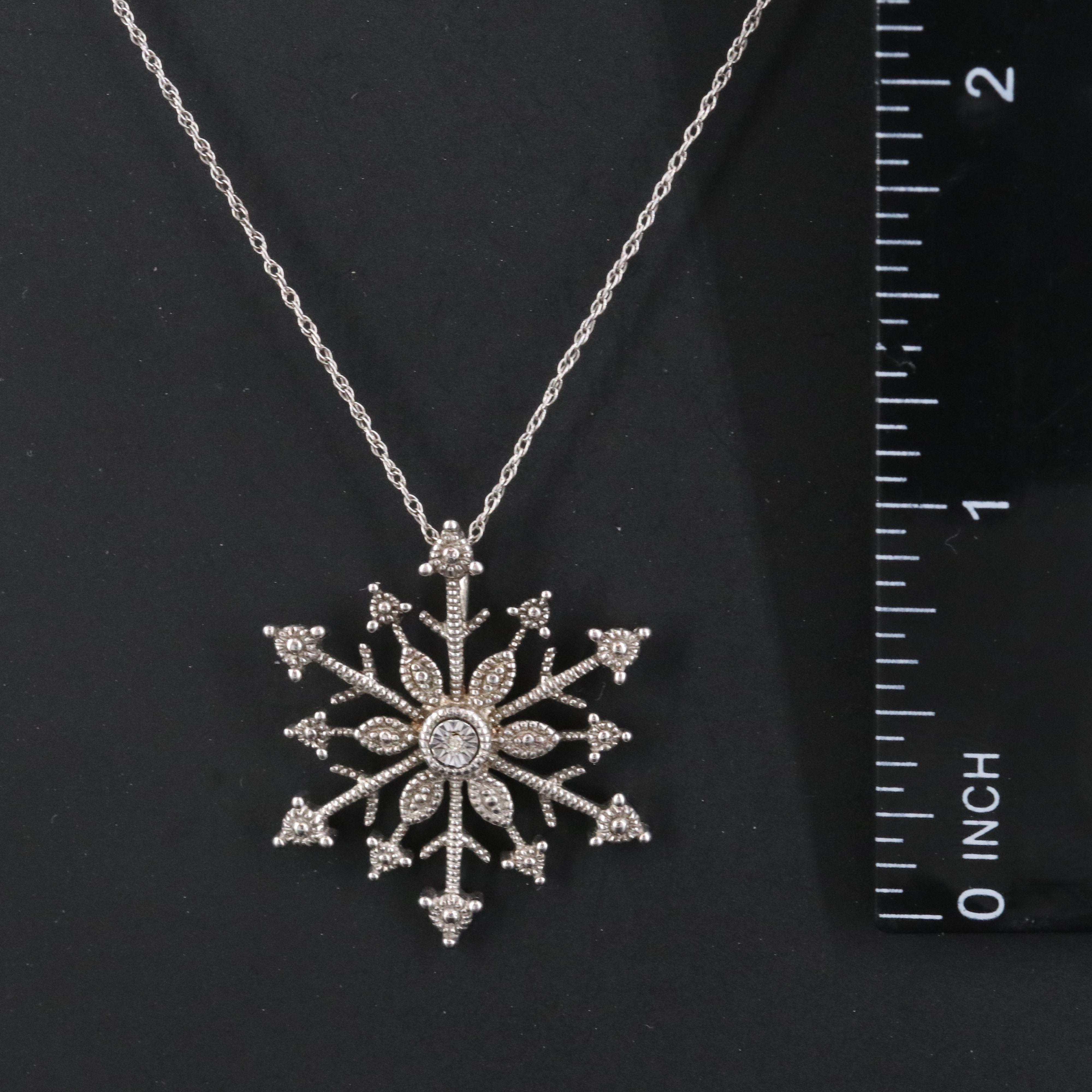Sterling Diamond Snowflake Pendant Necklace