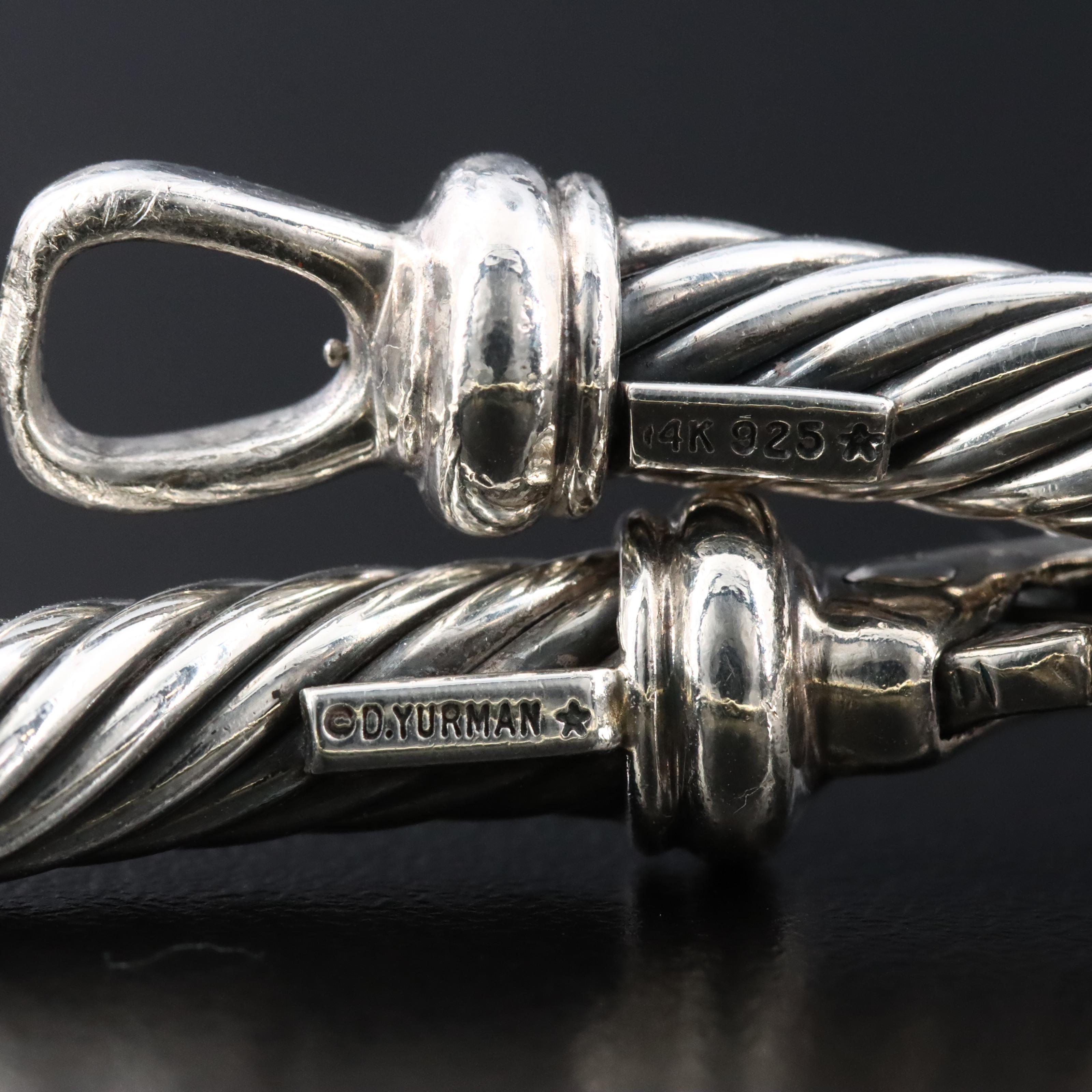 David Yurman Metro Sterling,14K and Diamond Cable Bracelet
