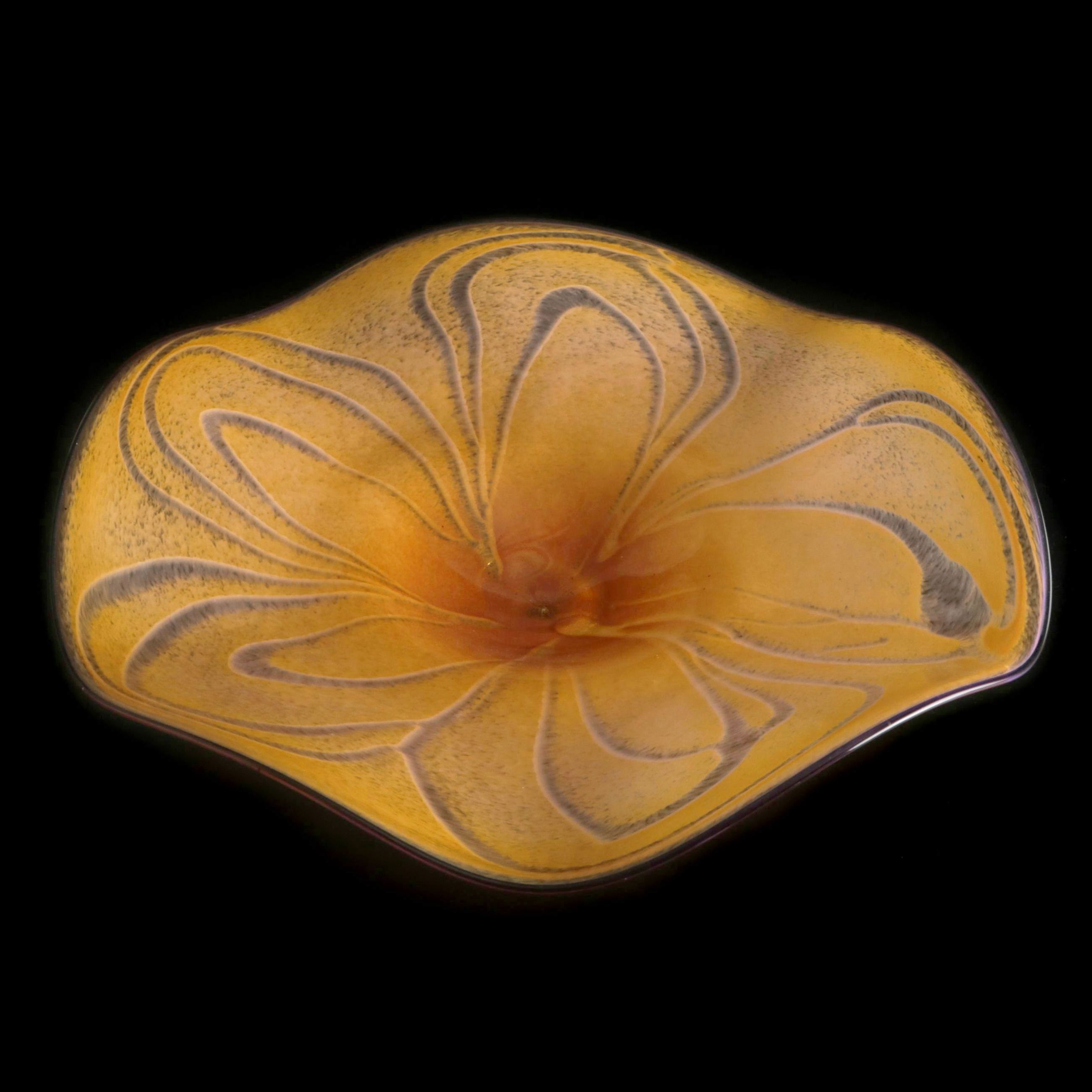 Artist Signed Yellow Studio Glass Centerpiece Bowl