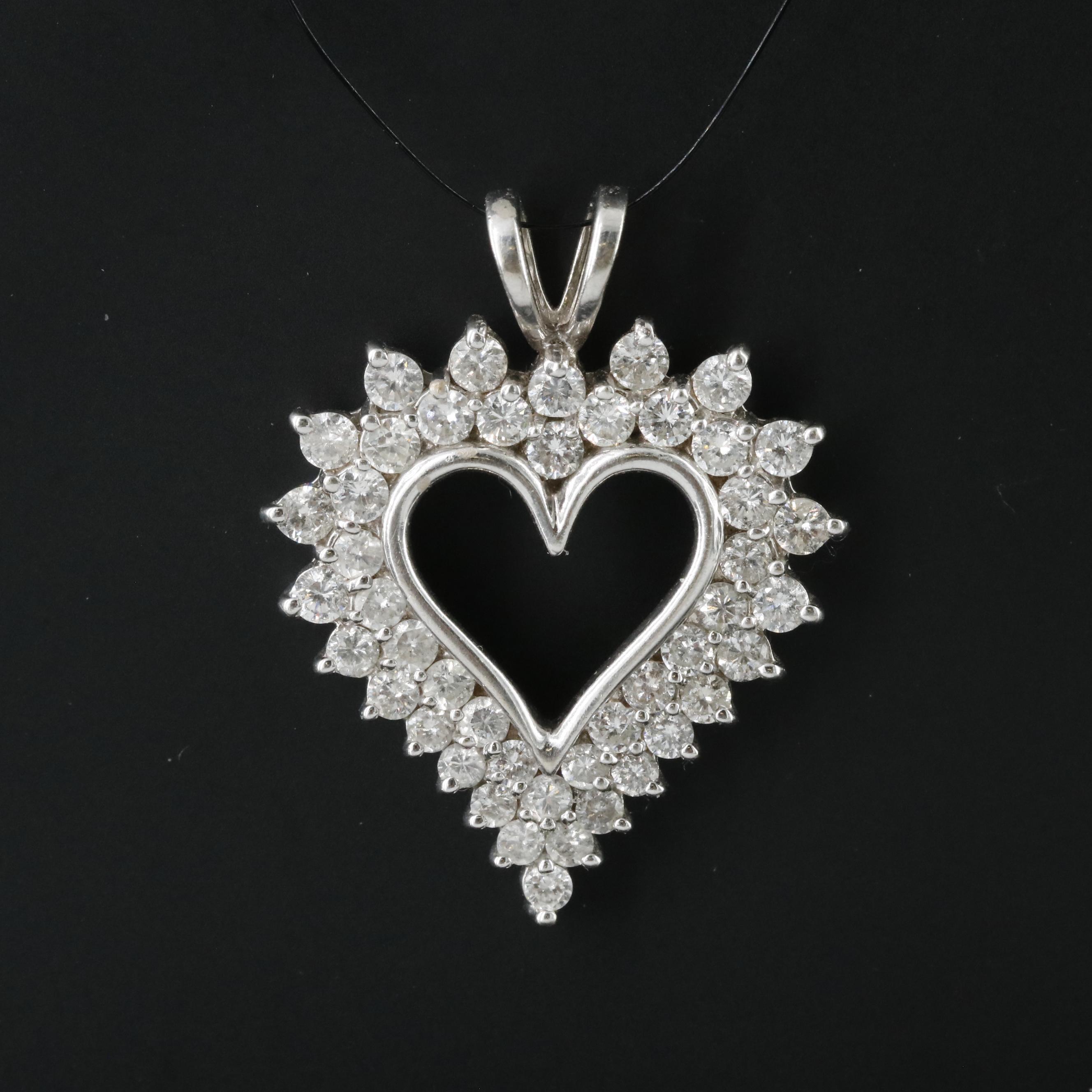 14K 2.53 CTW Diamond Heart Pendant