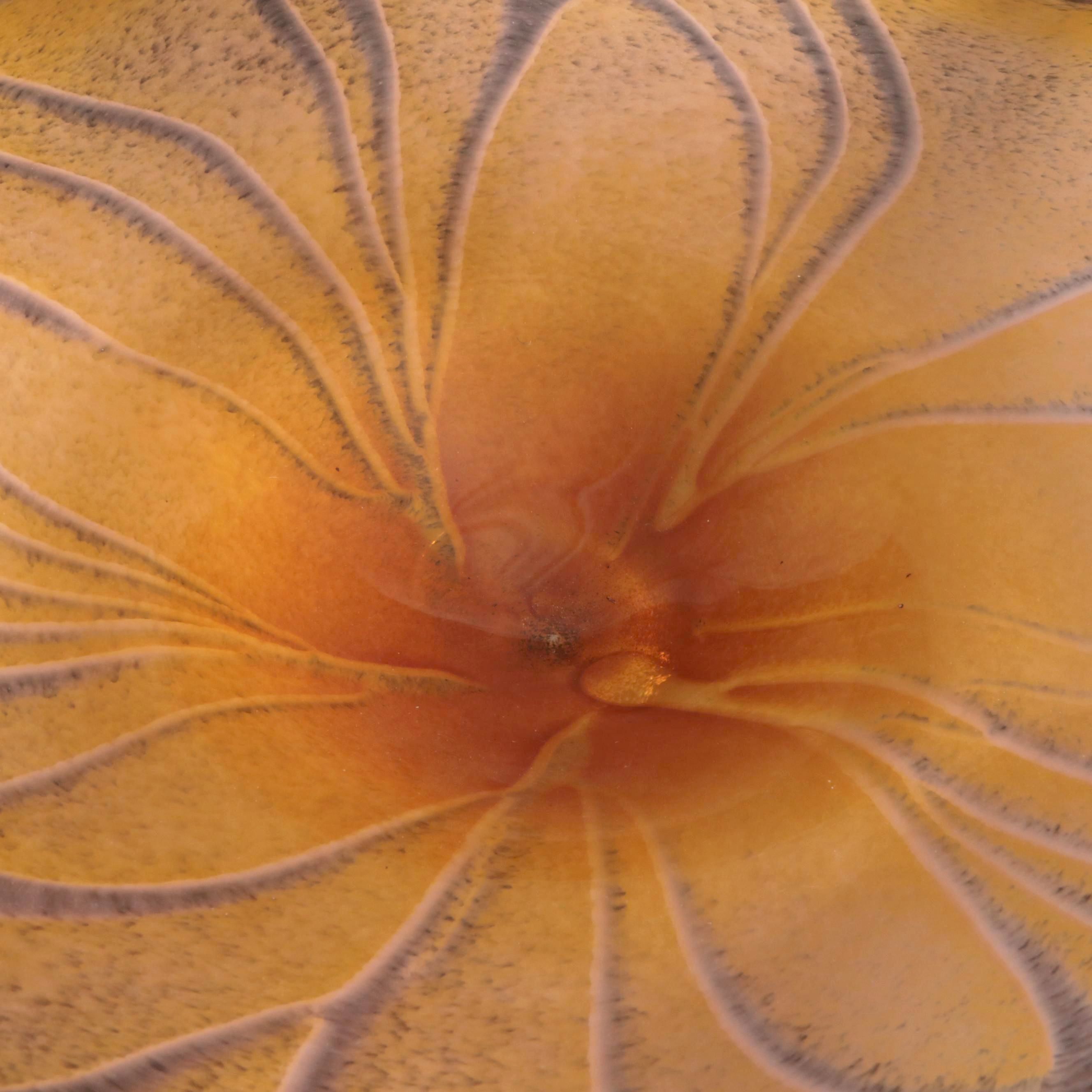 Artist Signed Yellow Studio Glass Centerpiece Bowl
