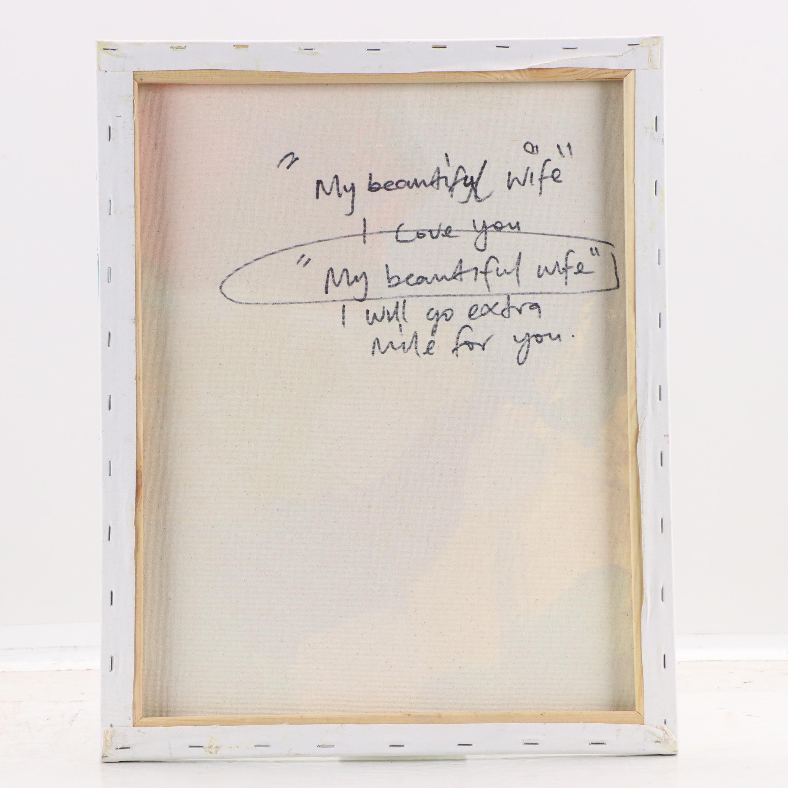 Abiola Idowu Stylized Mixed Media Portrait "My Beautiful Wife," 2022