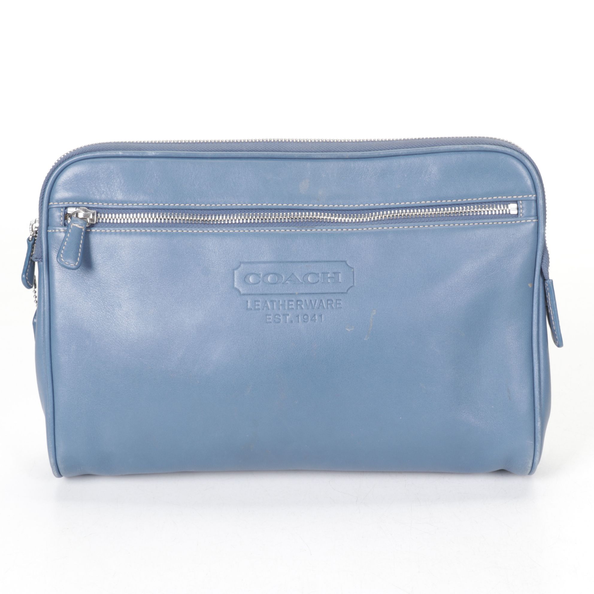 Coach Blue Leather Tote and Laptop Sleeve with Crossbody Bag and Consuela Clutch