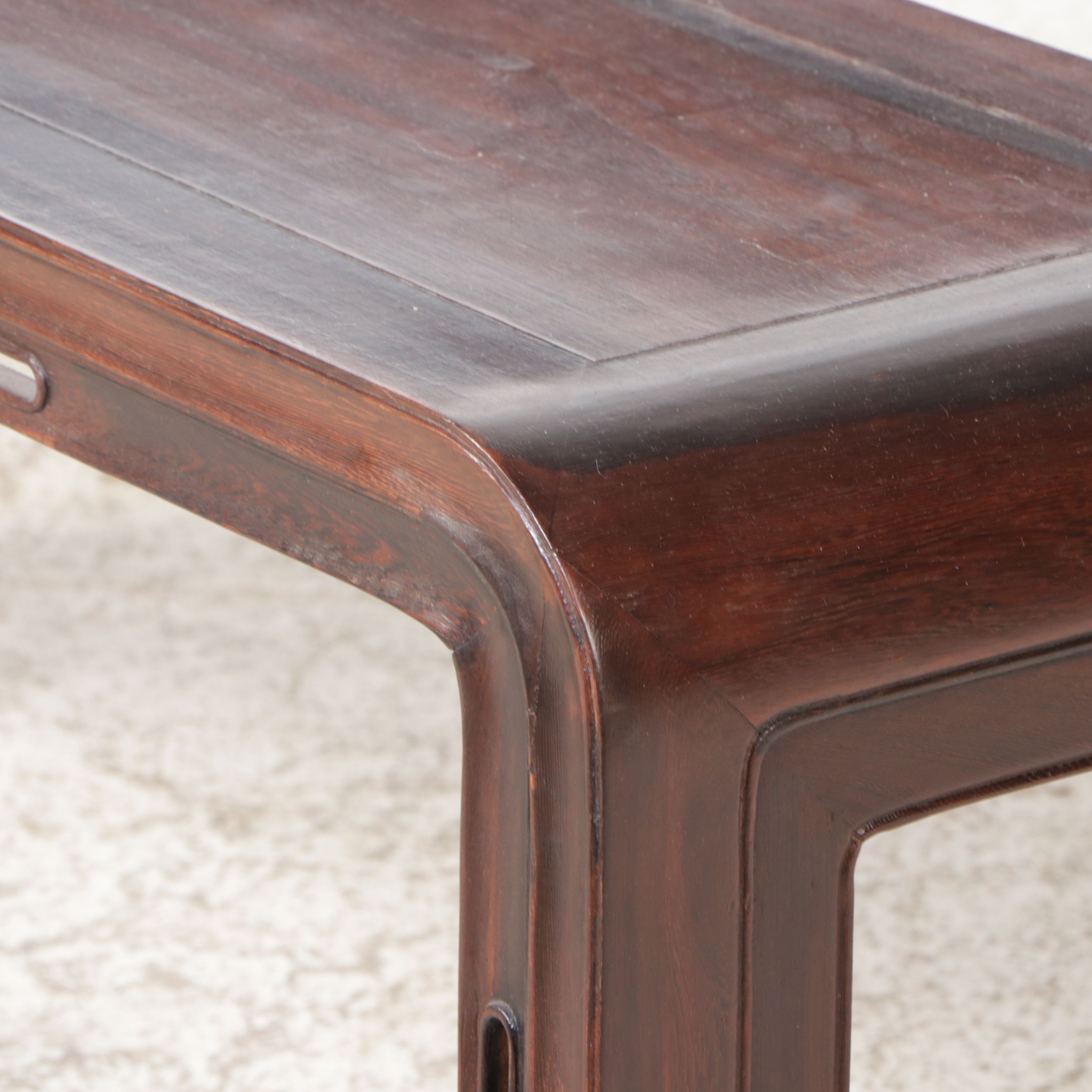 Chinese Carved Scroll-End Rosewood Bench or Low Table