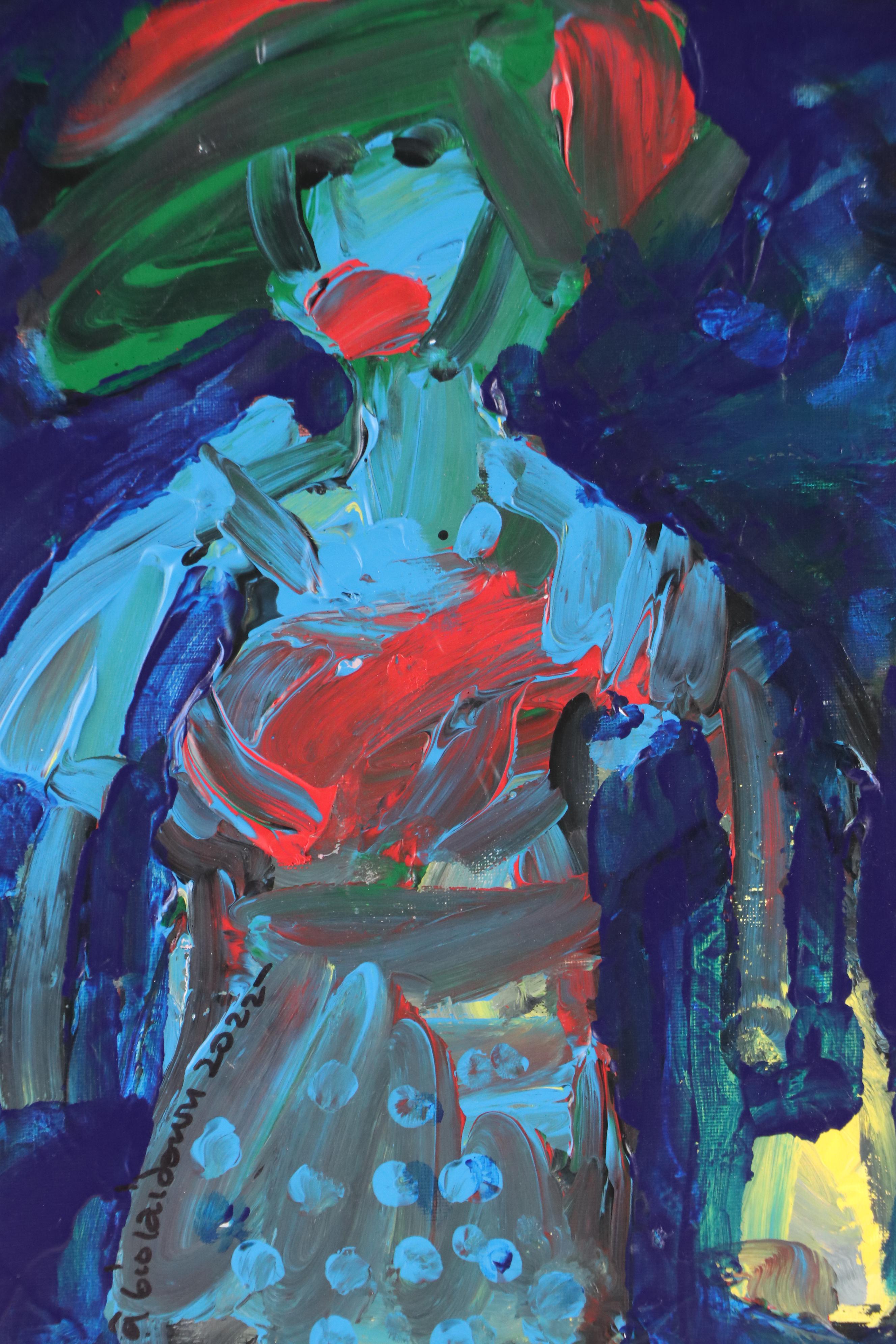 Abiola Idowu Stylized Acrylic Portrait "Beautiful Lady," 2022