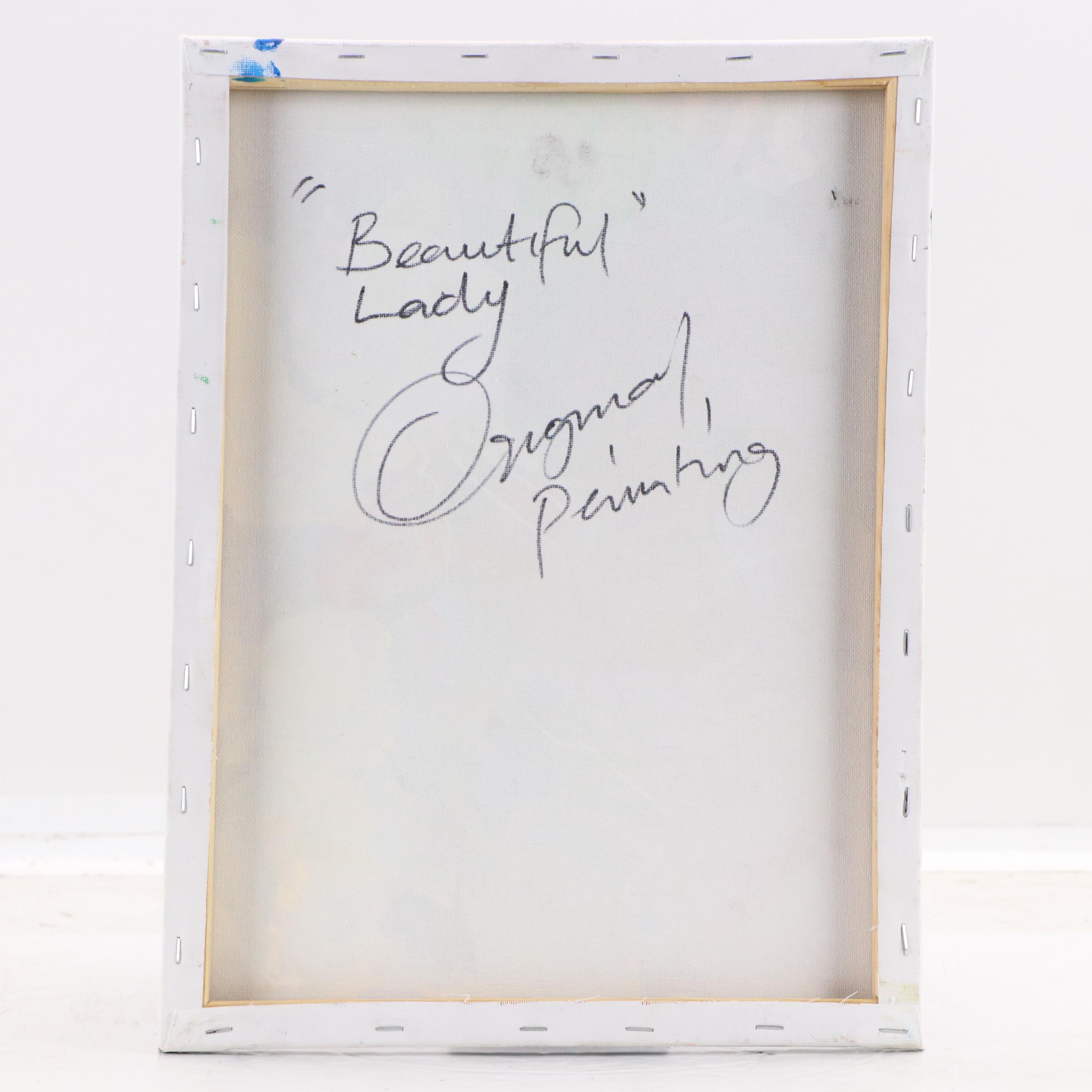 Abiola Idowu Stylized Acrylic Portrait "Beautiful Lady," 2022