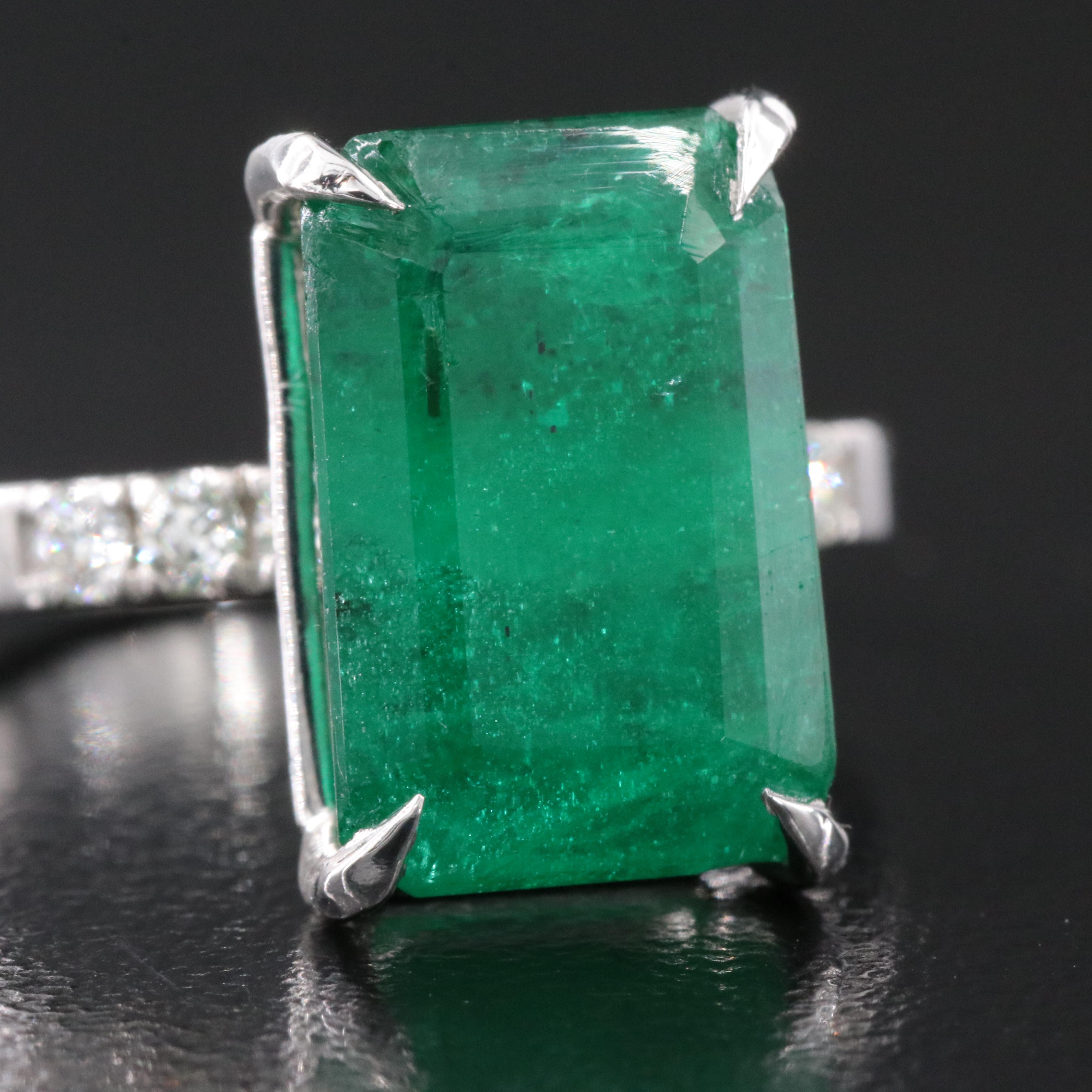 14K 6.87 CTW Emerald and Diamond Ring