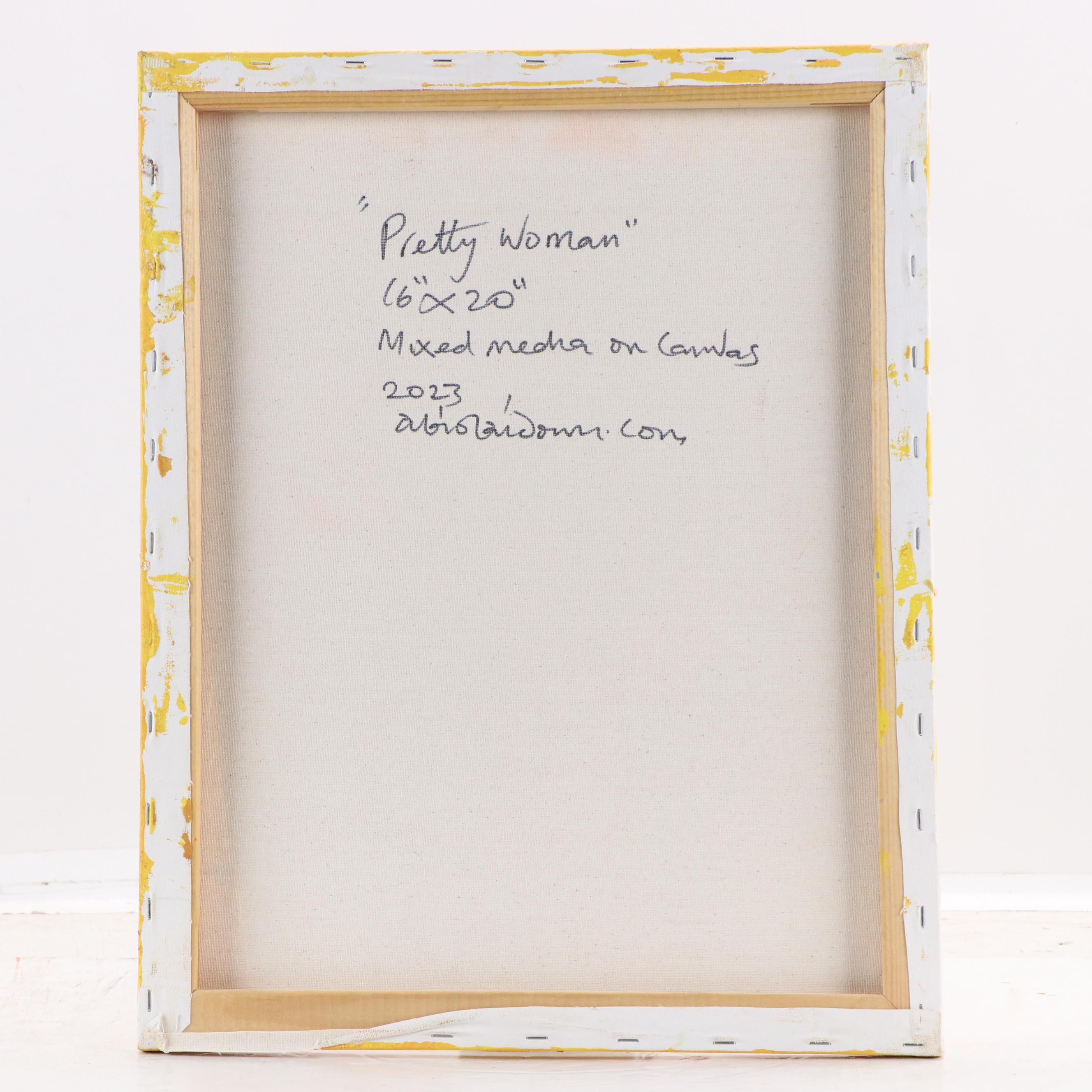 Abiola Idowu Stylized Mixed Media Portrait "Pretty Woman," 2023