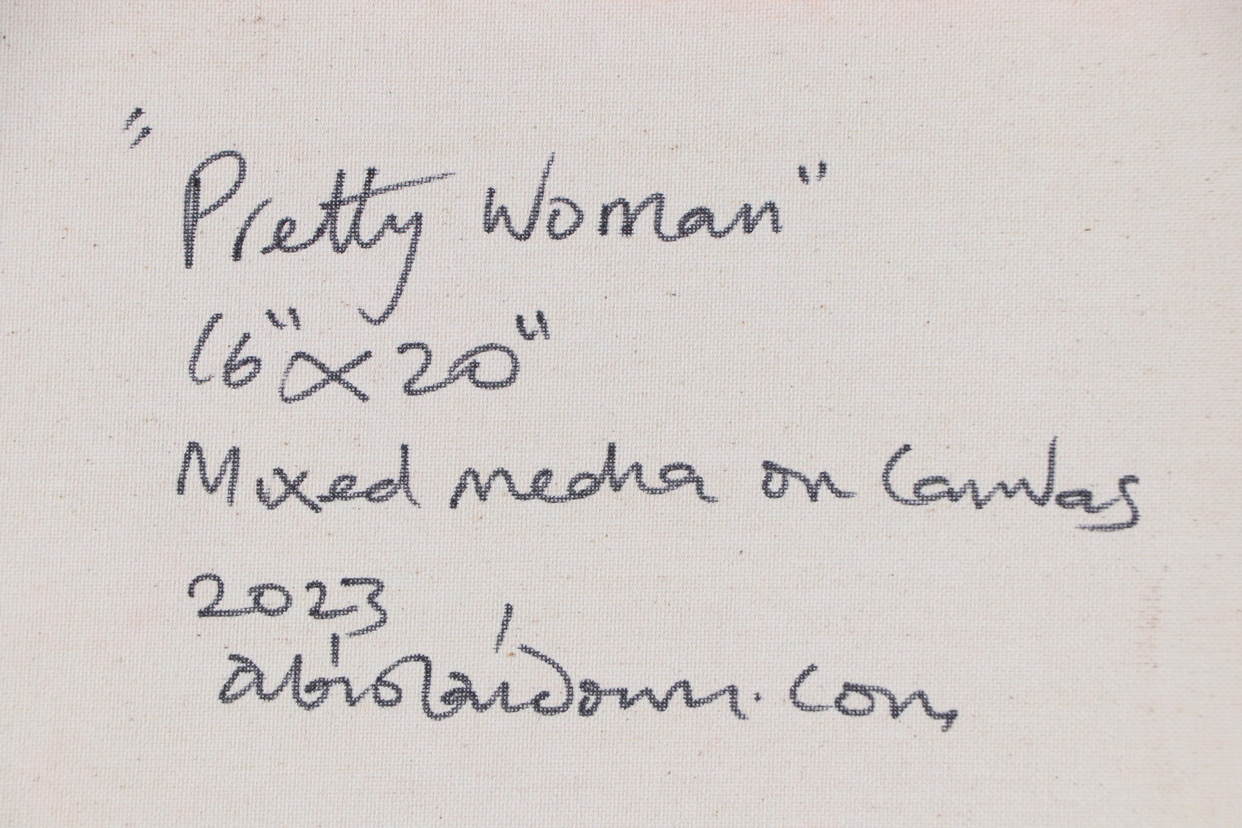 Abiola Idowu Stylized Mixed Media Portrait "Pretty Woman," 2023