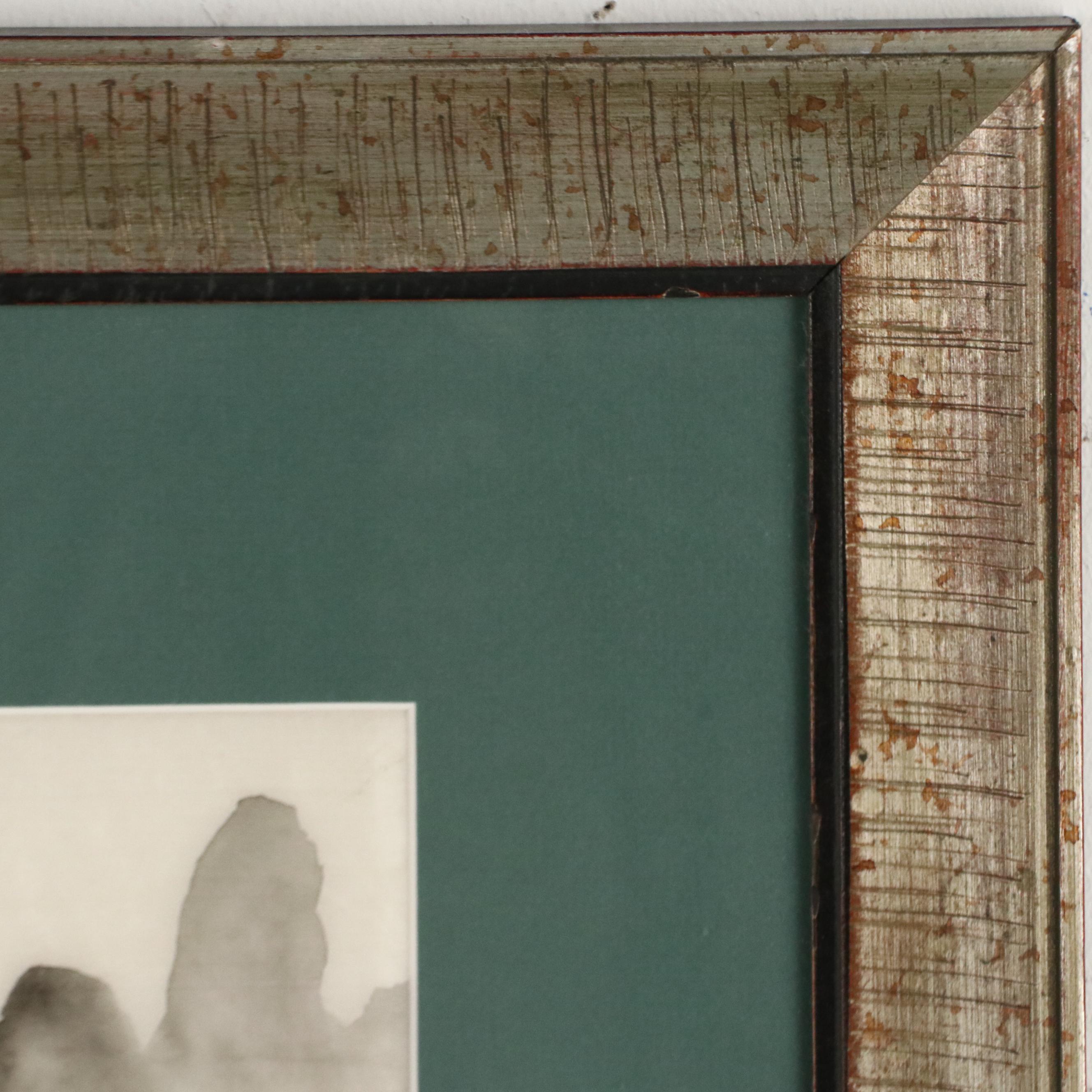 Chinese School Gouache Painting of Mountainous Landscape