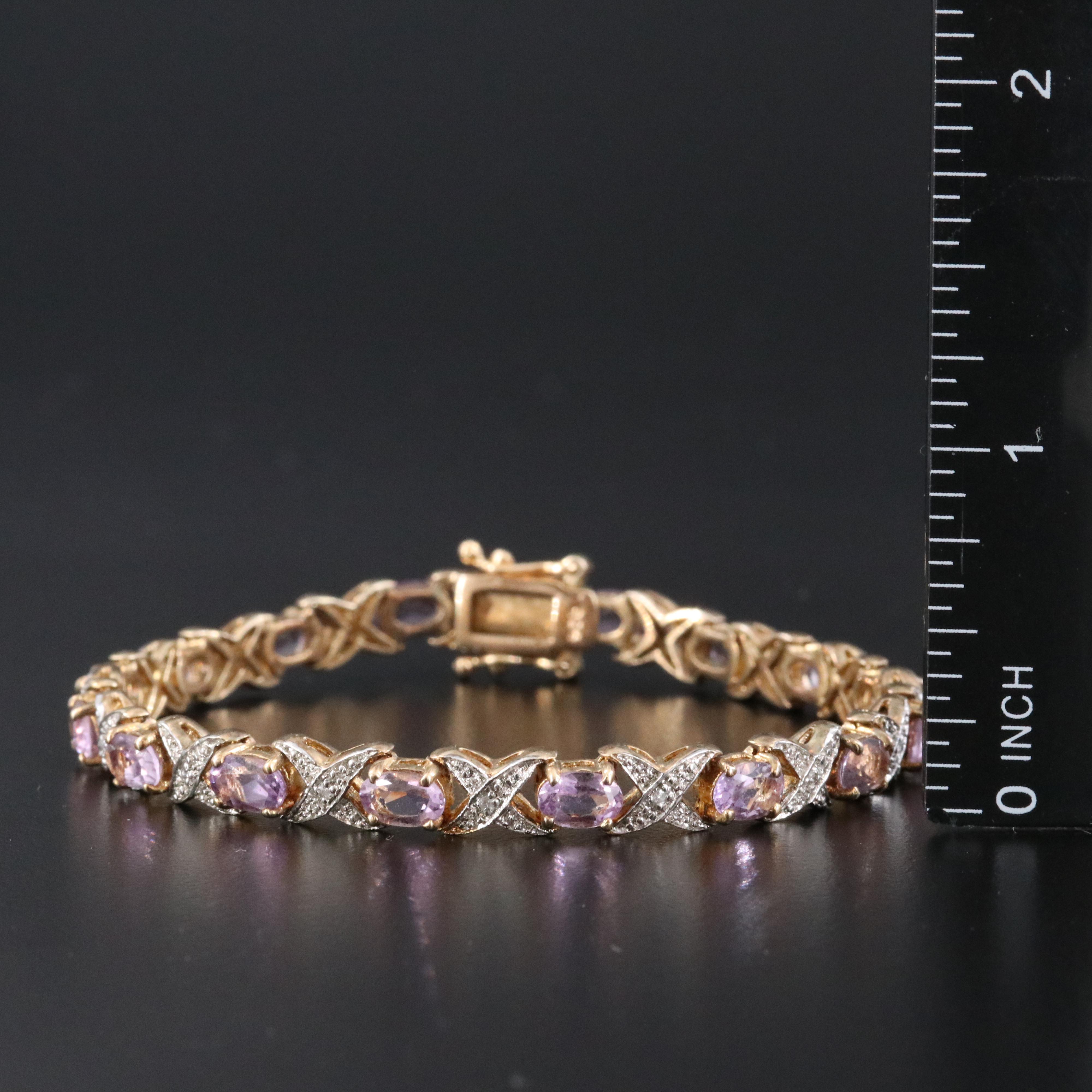 Sterling Amethyst and Diamond Bracelet