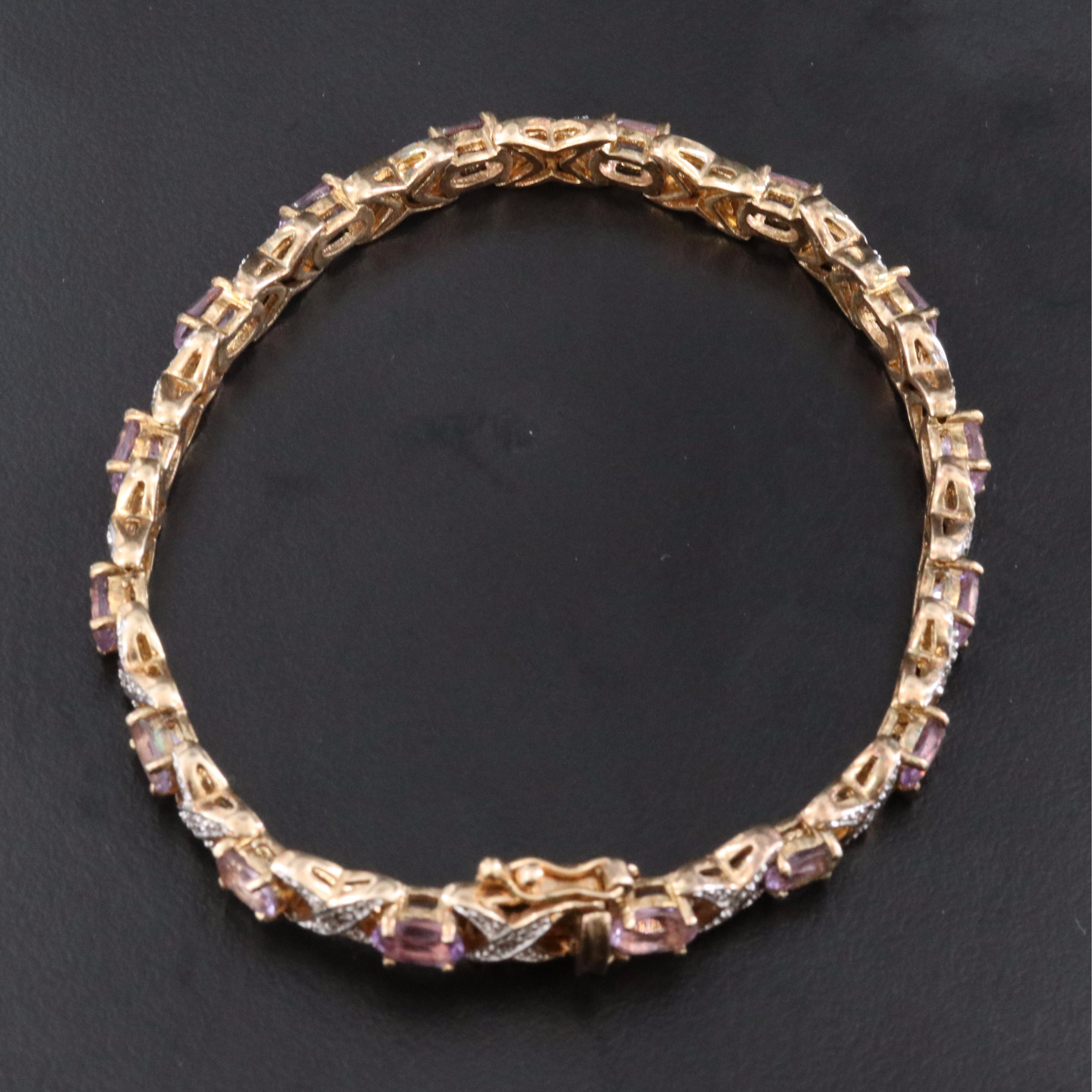 Sterling Amethyst and Diamond Bracelet