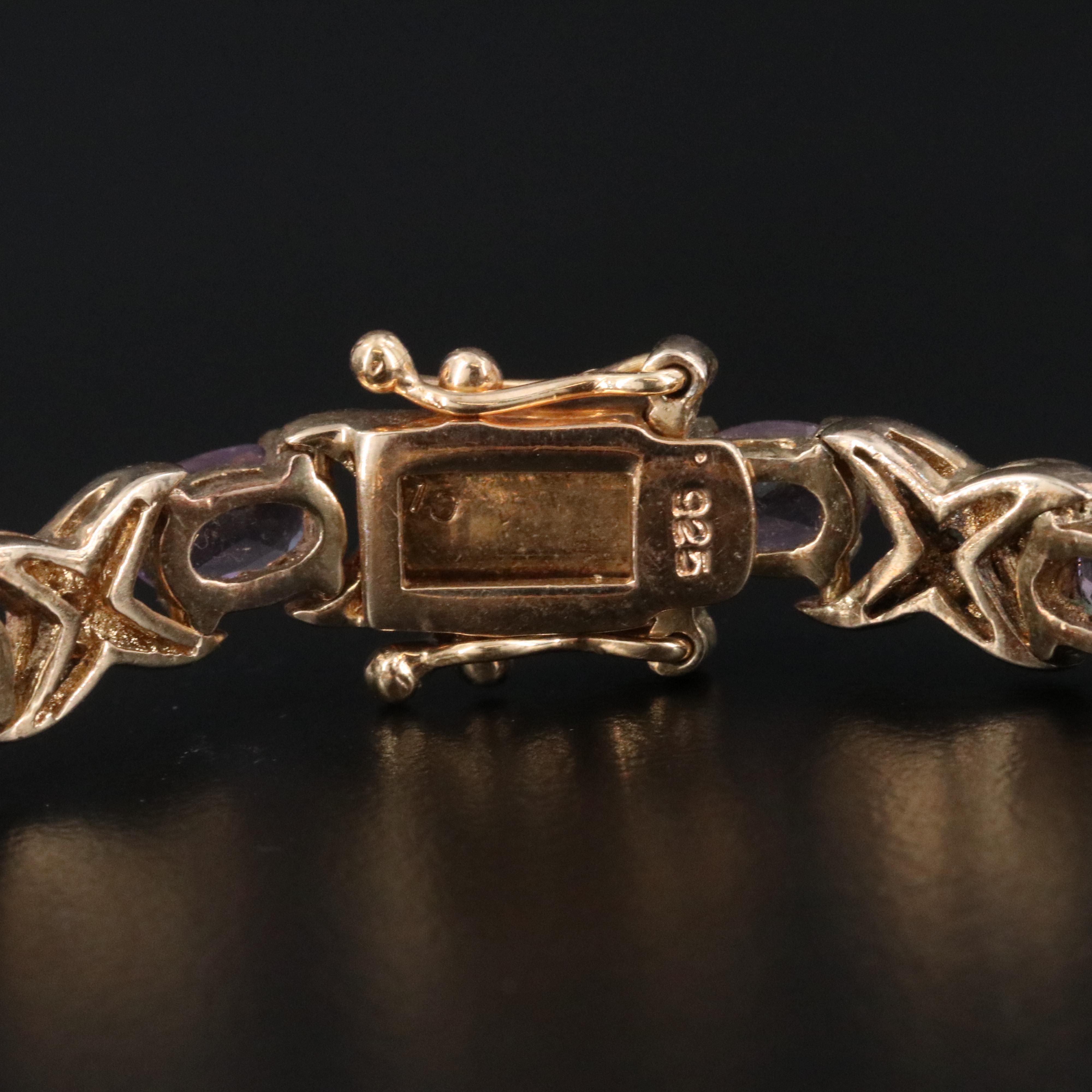 Sterling Amethyst and Diamond Bracelet