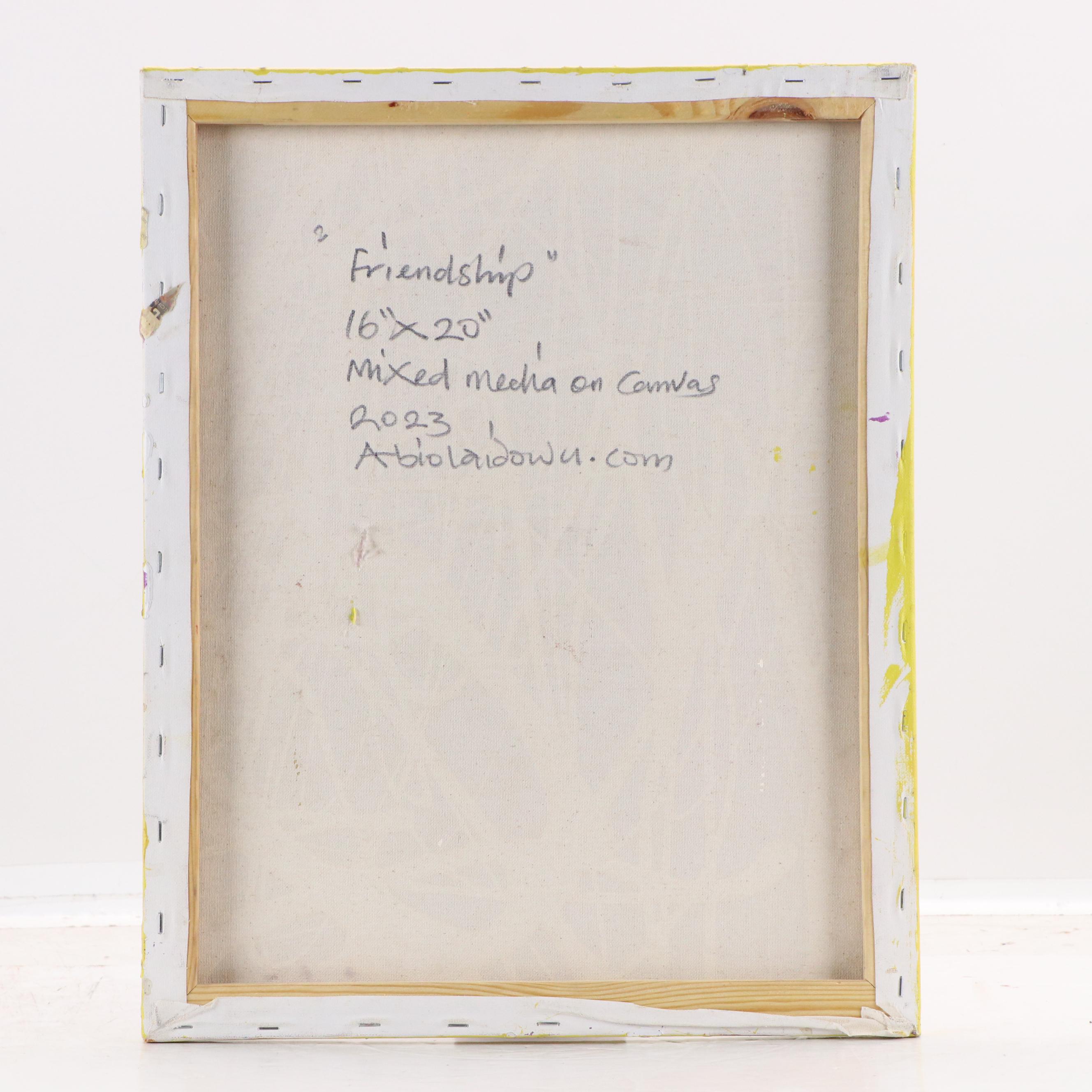 Abiola Idowu Stylized Mixed Media Portrait "Friendship," 2023