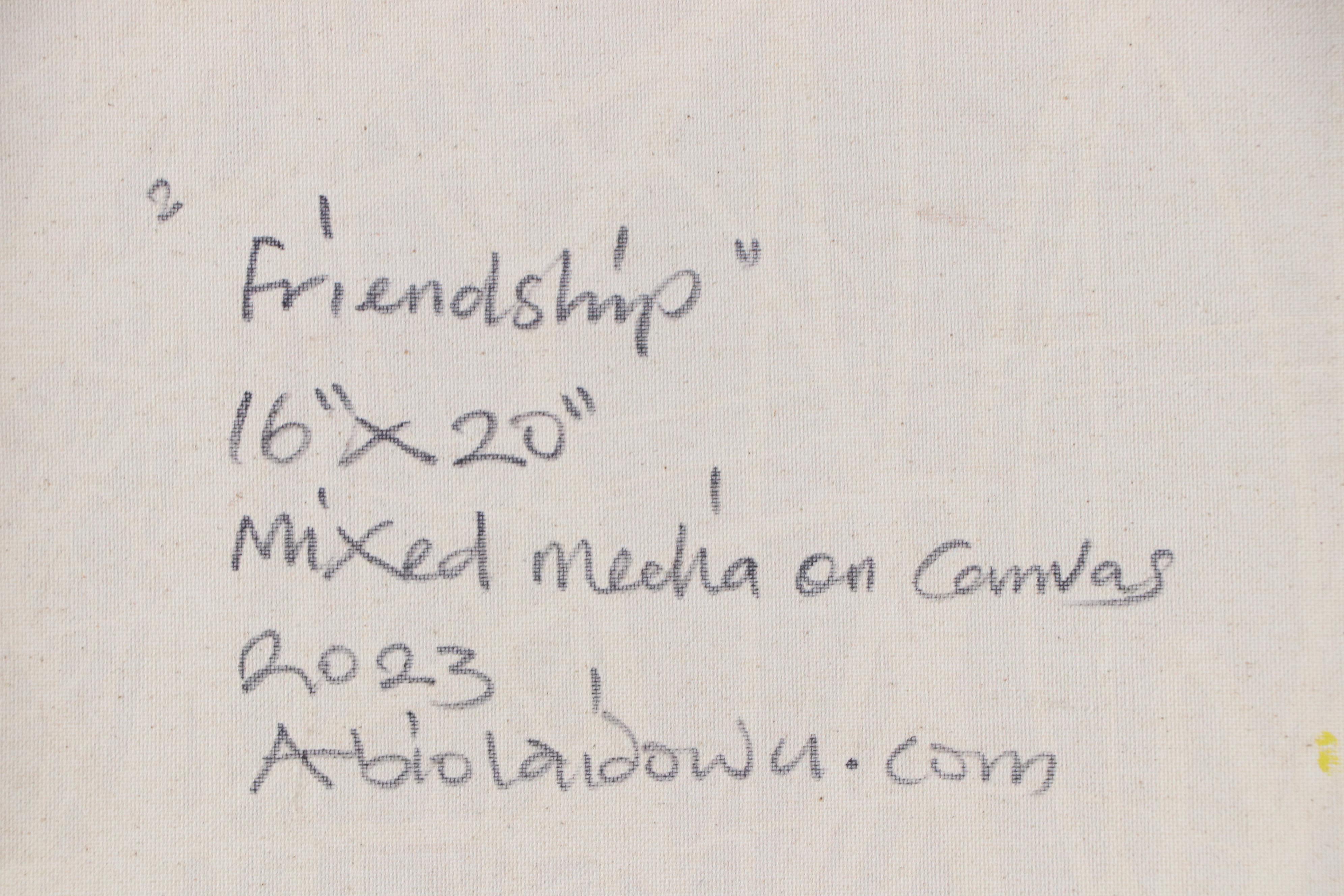 Abiola Idowu Stylized Mixed Media Portrait "Friendship," 2023