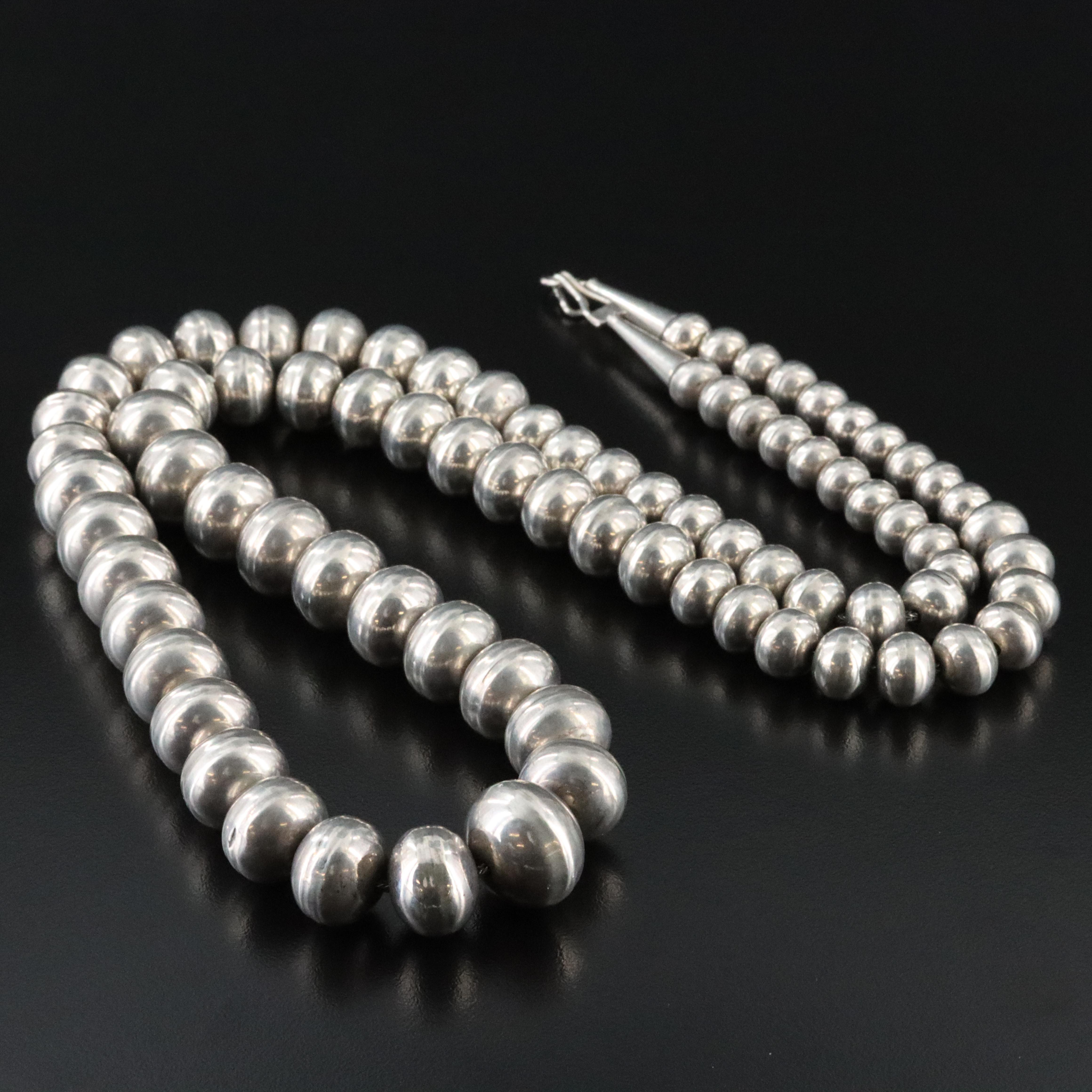 Southwestern Sterling Graduated Bead Necklace