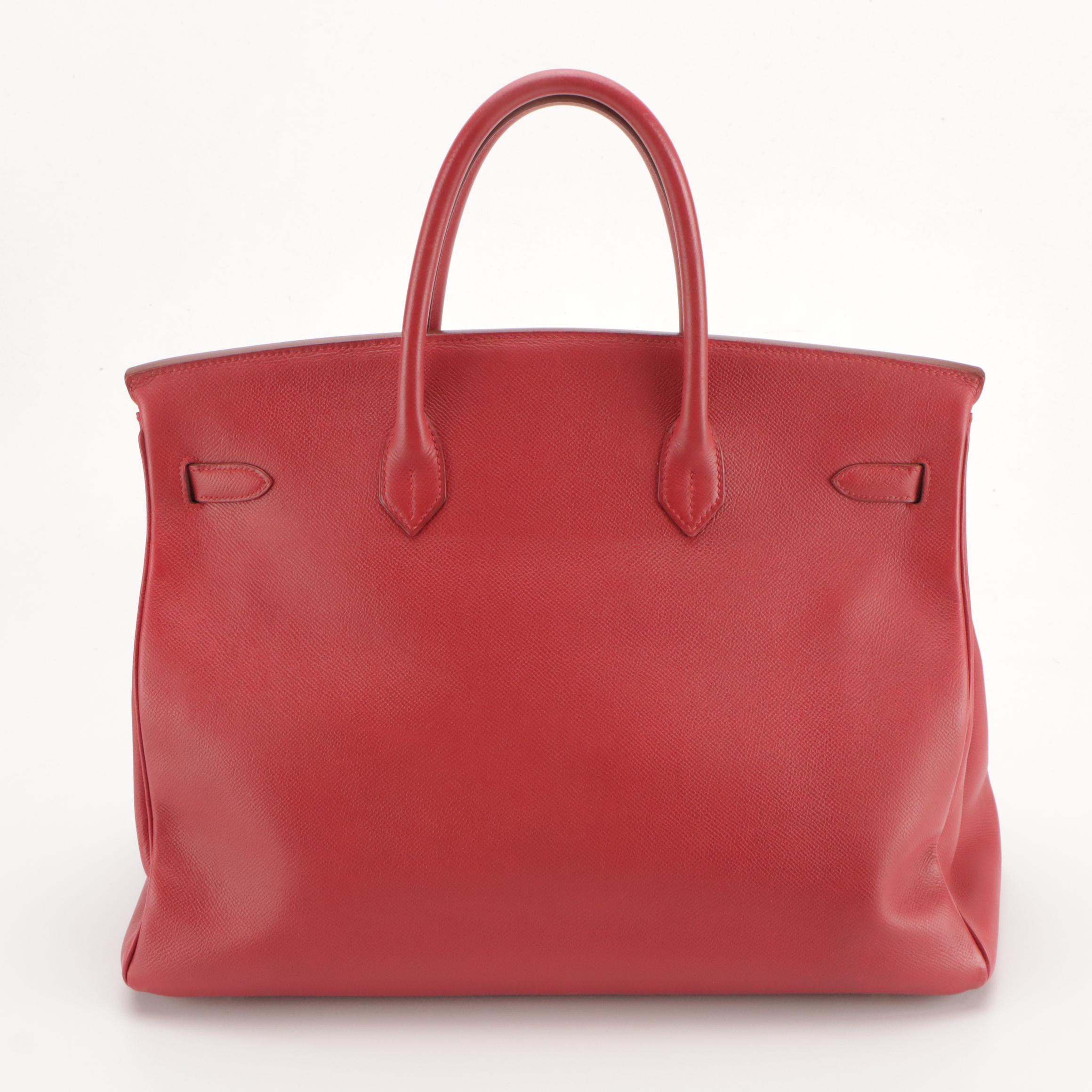 Hermès Birkin 40 GHW Satchel in Red Veau Grain Lisse Leather