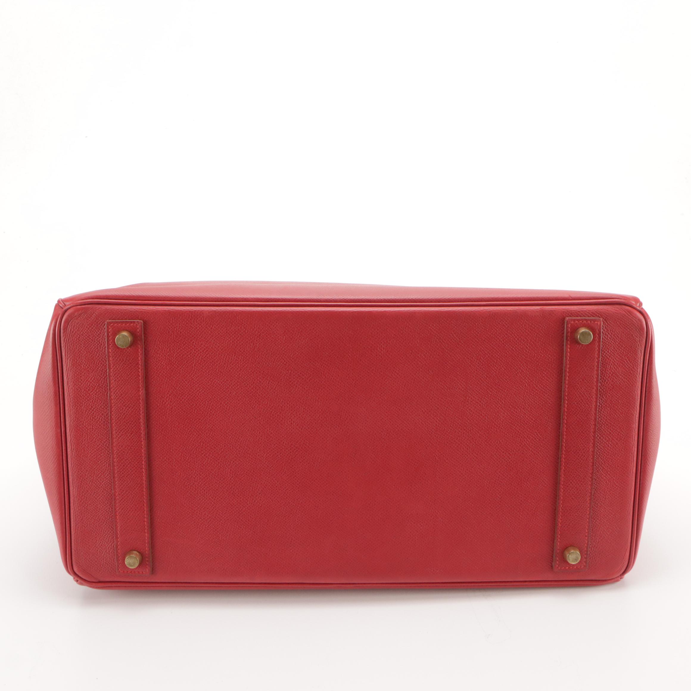 Hermès Birkin 40 GHW Satchel in Red Veau Grain Lisse Leather