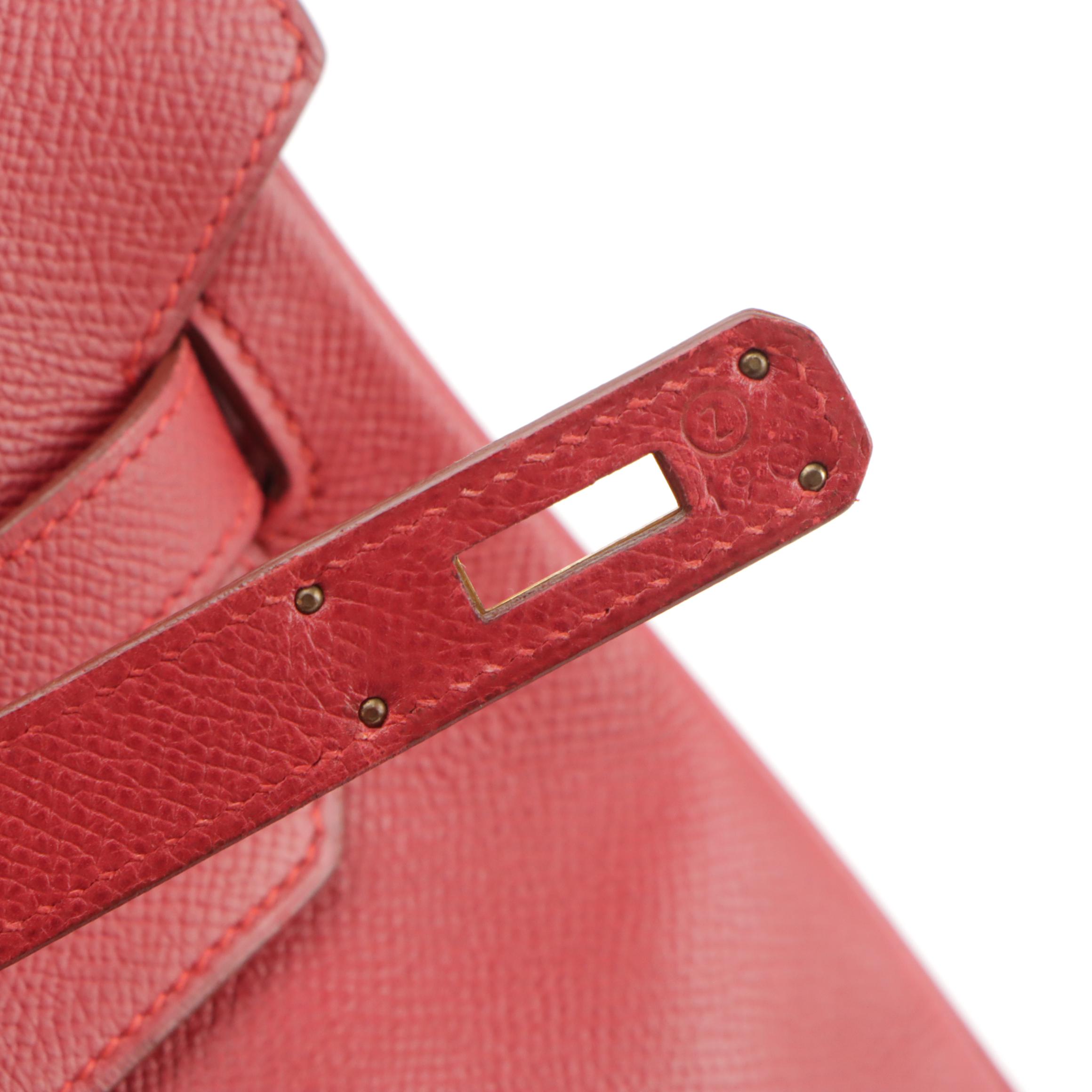 Hermès Birkin 40 GHW Satchel in Red Veau Grain Lisse Leather