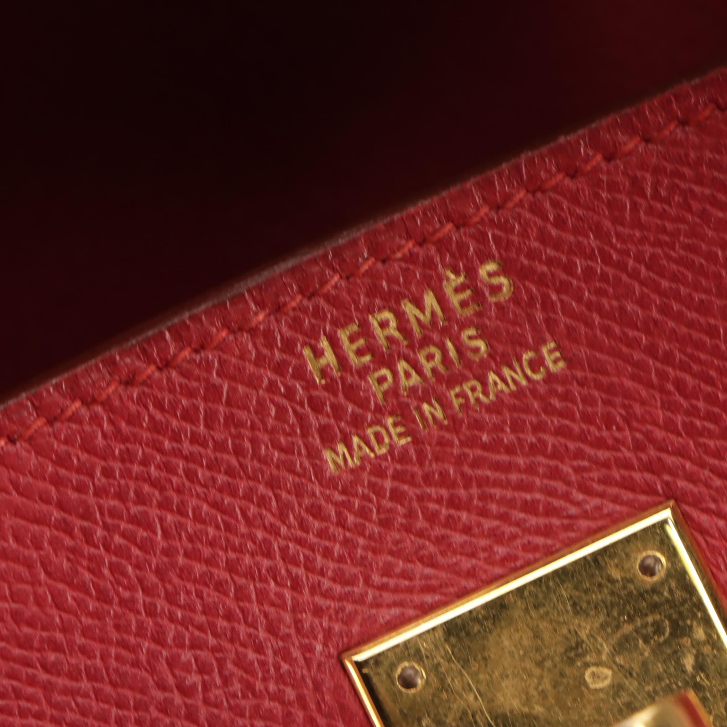 Hermès Birkin 40 GHW Satchel in Red Veau Grain Lisse Leather