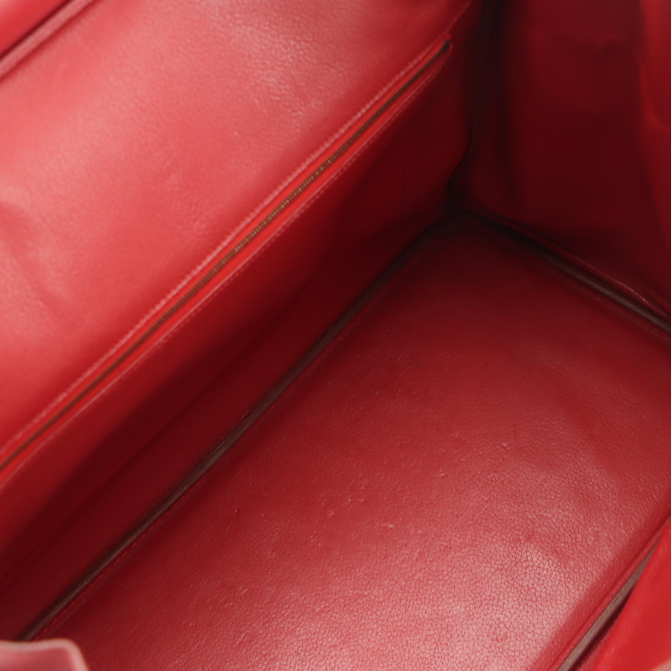 Hermès Birkin 40 GHW Satchel in Red Veau Grain Lisse Leather