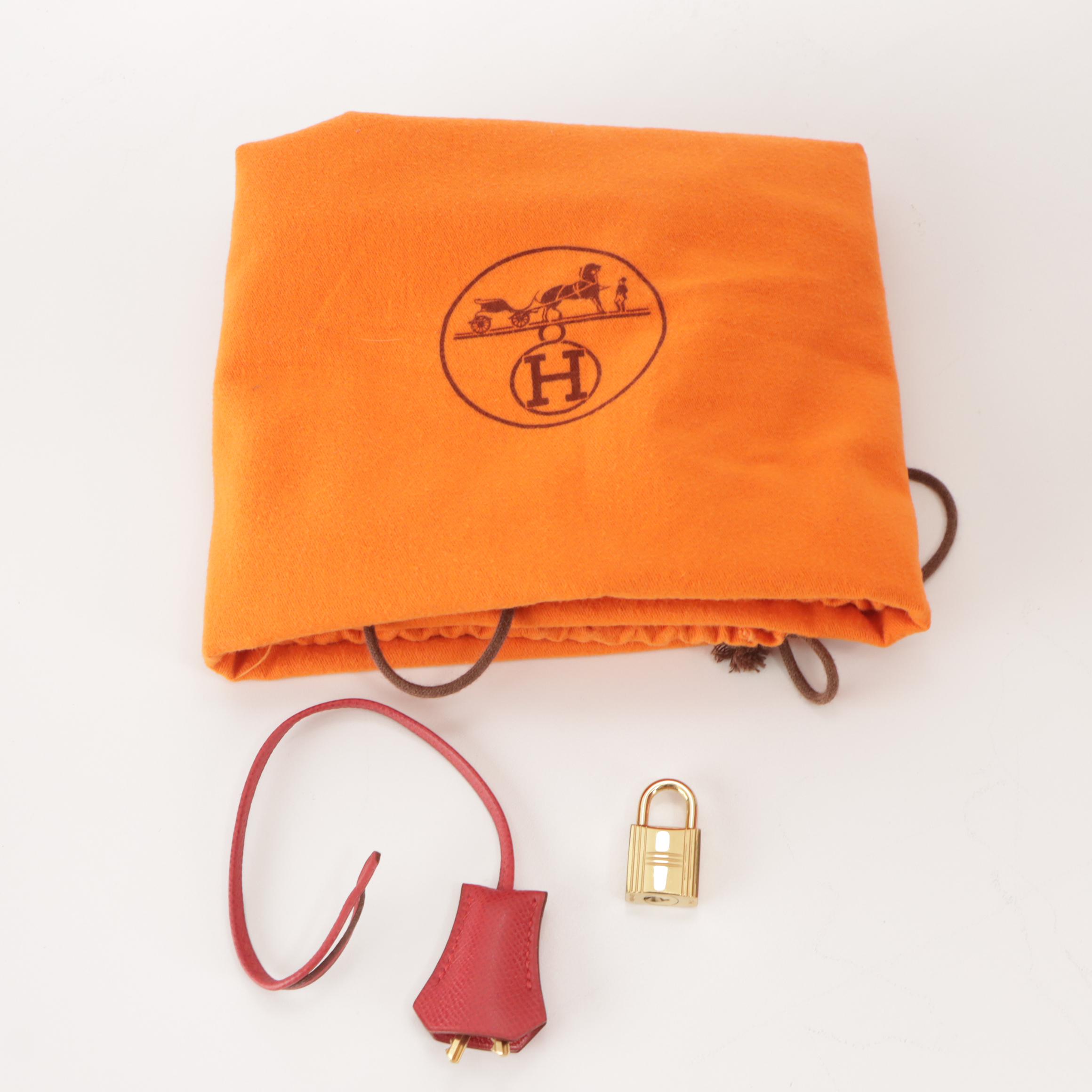 Hermès Birkin 40 GHW Satchel in Red Veau Grain Lisse Leather