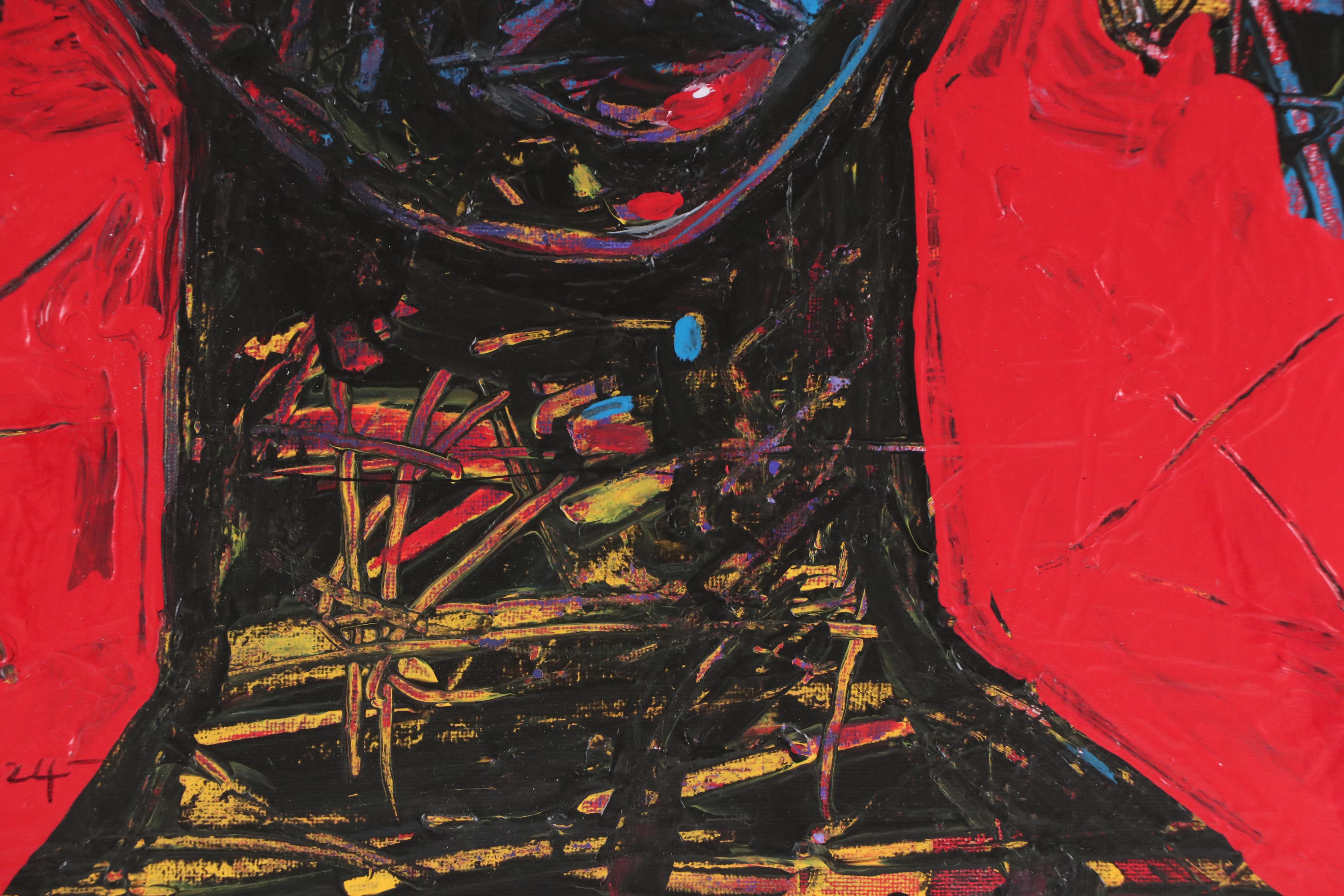 Abiola Idowu Stylized Acrylic Portrait "Rejoice," 2024