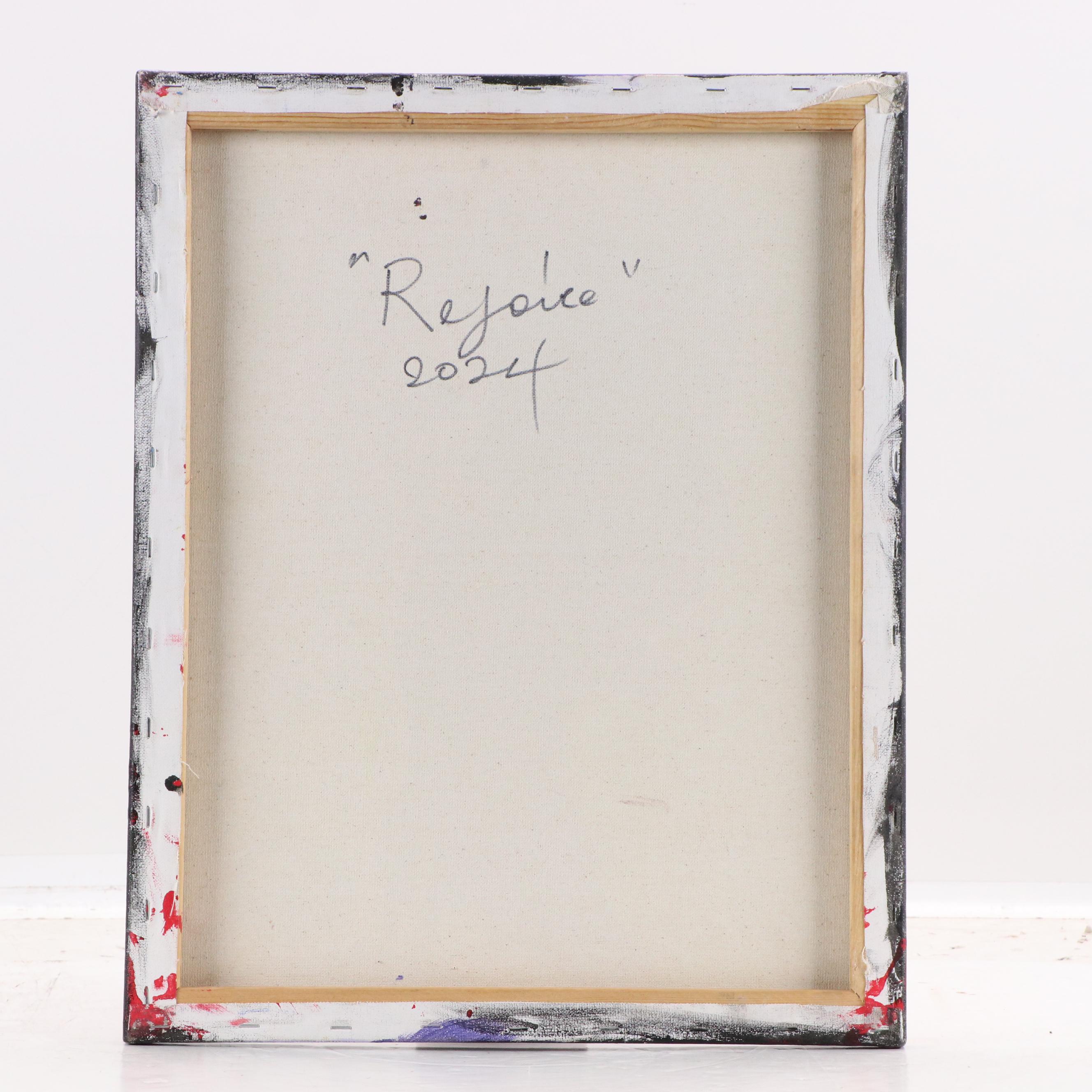 Abiola Idowu Stylized Acrylic Portrait "Rejoice," 2024