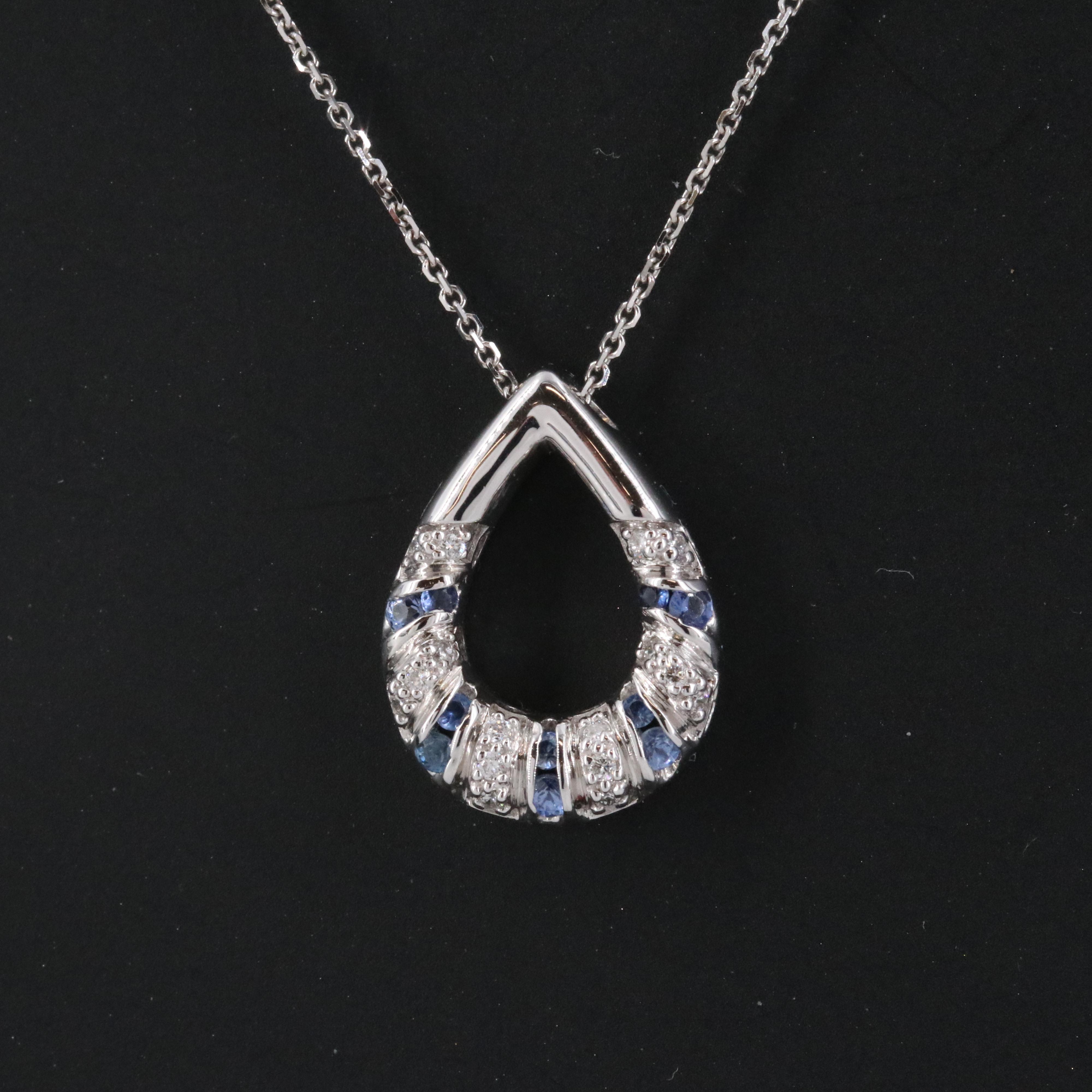 18K Diamond and Sapphire Pendant Necklace