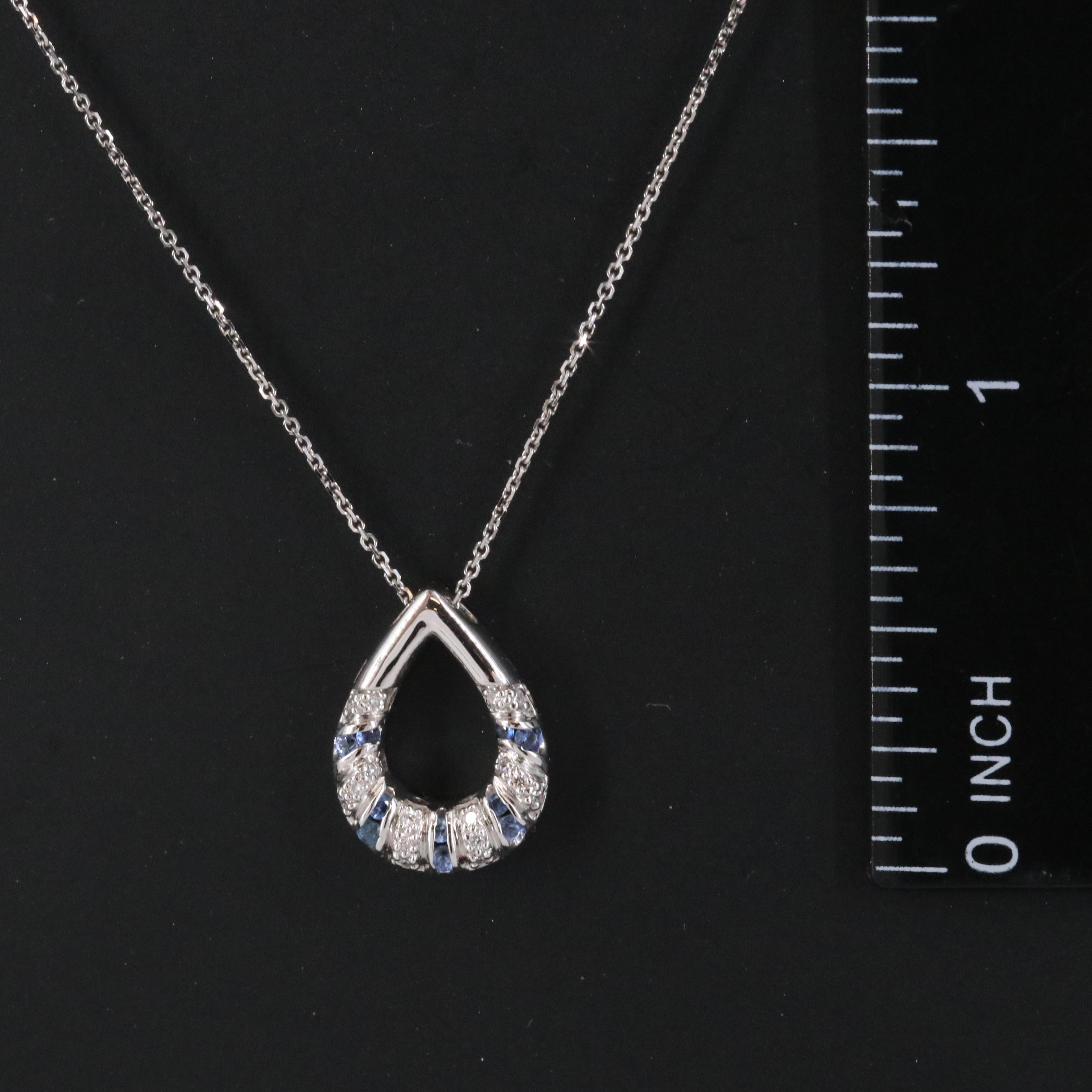 18K Diamond and Sapphire Pendant Necklace