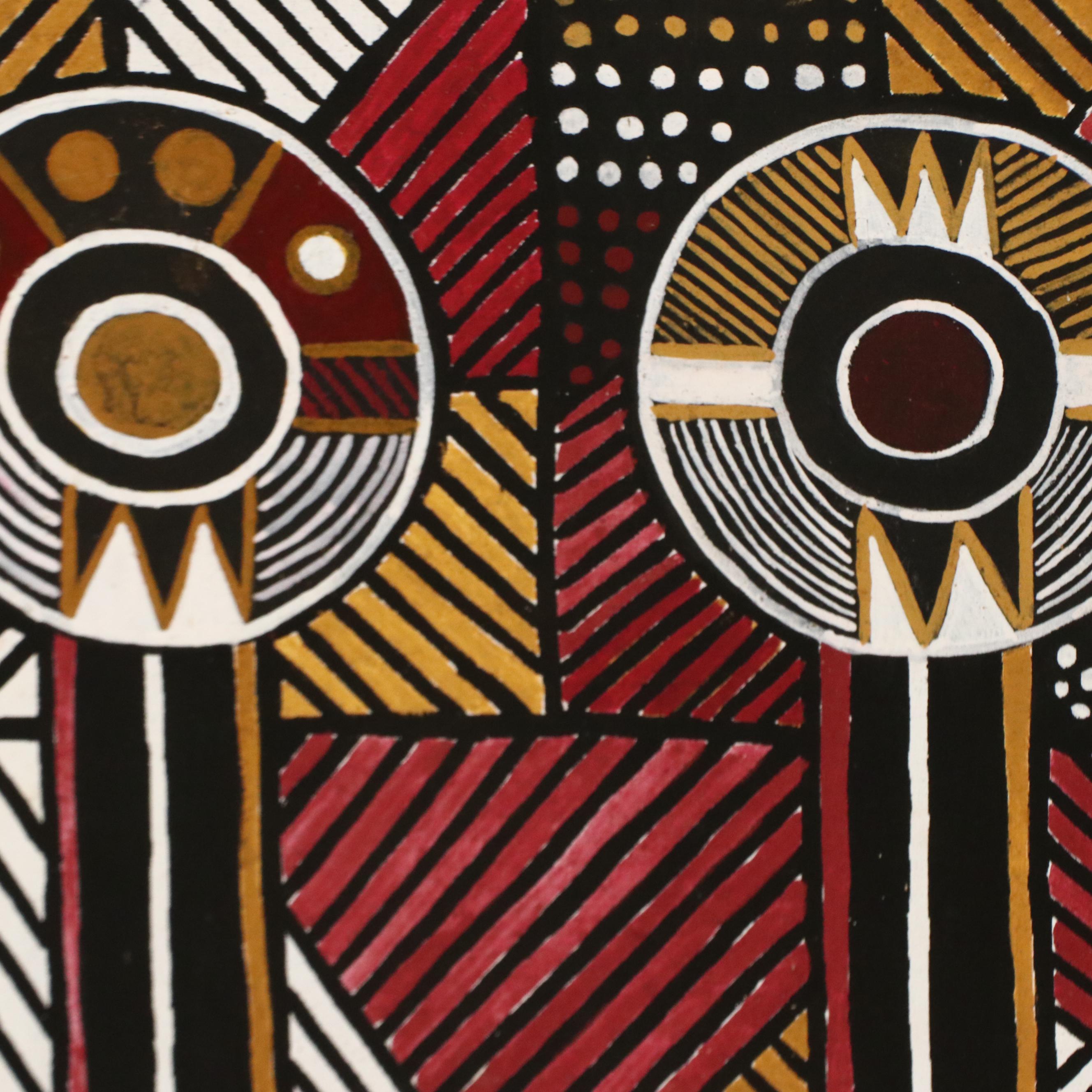 Aboriginal Style Acrylic Painting with Geometric Motifs