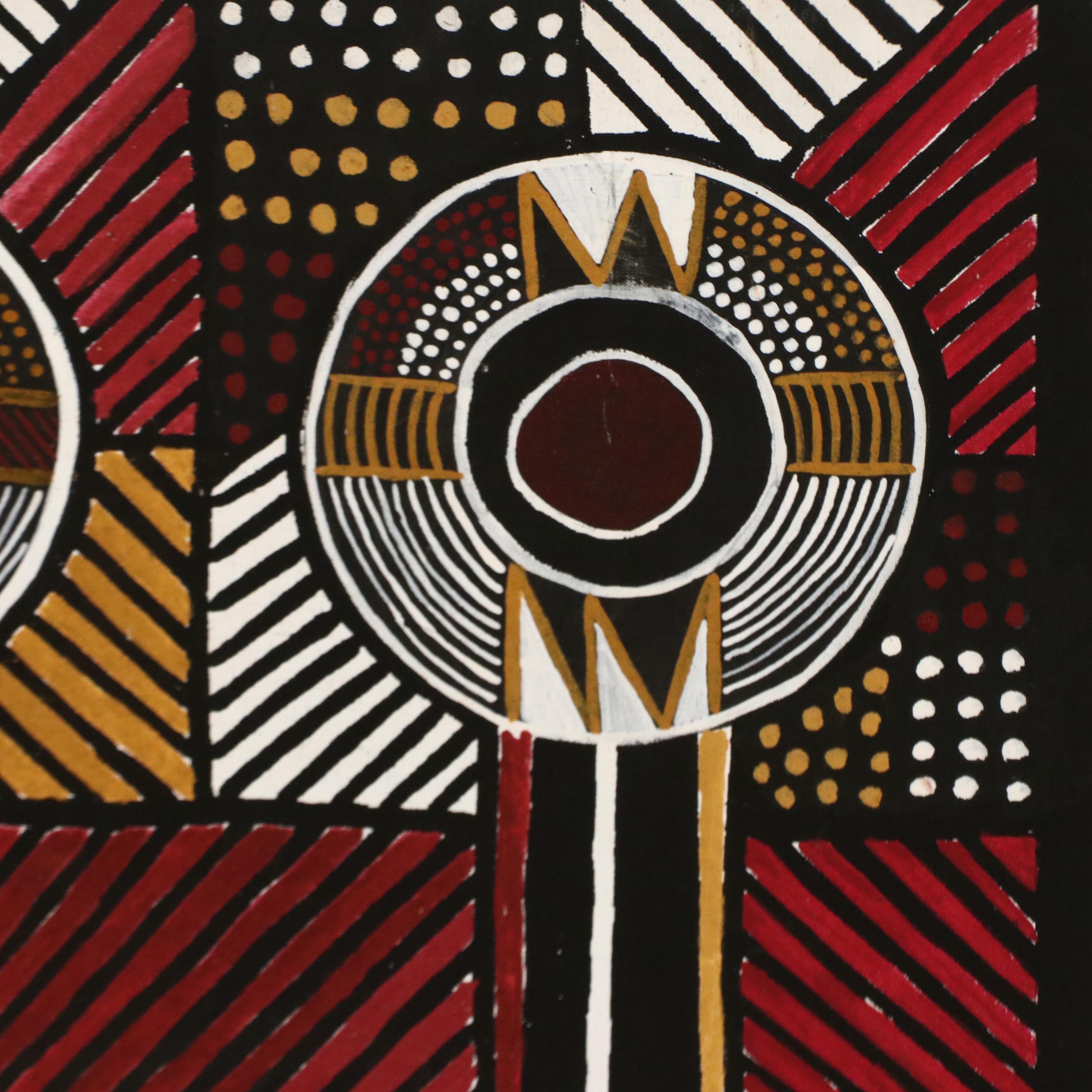 Aboriginal Style Acrylic Painting with Geometric Motifs