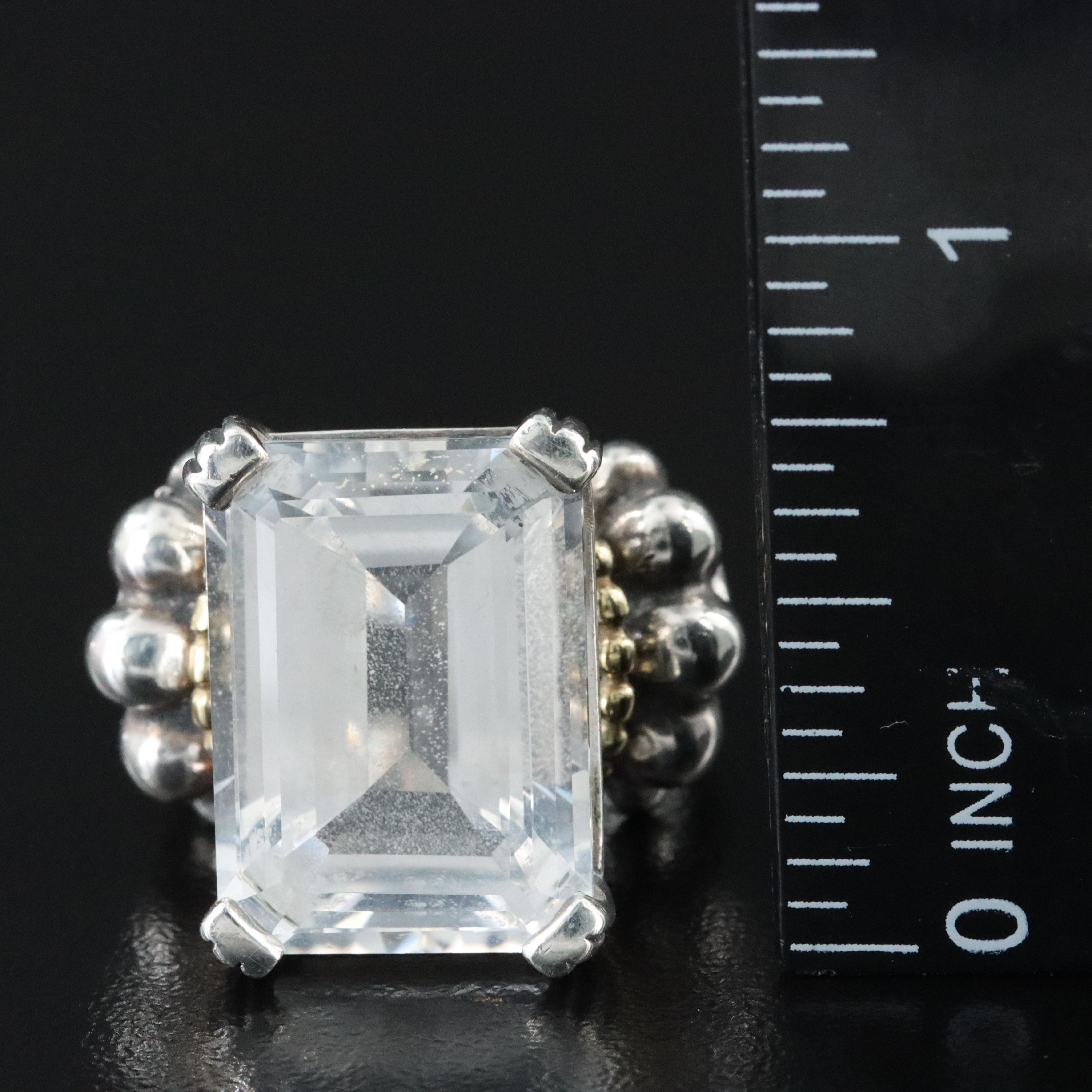 Caviar Sterling Topaz Ring with 18K Accents