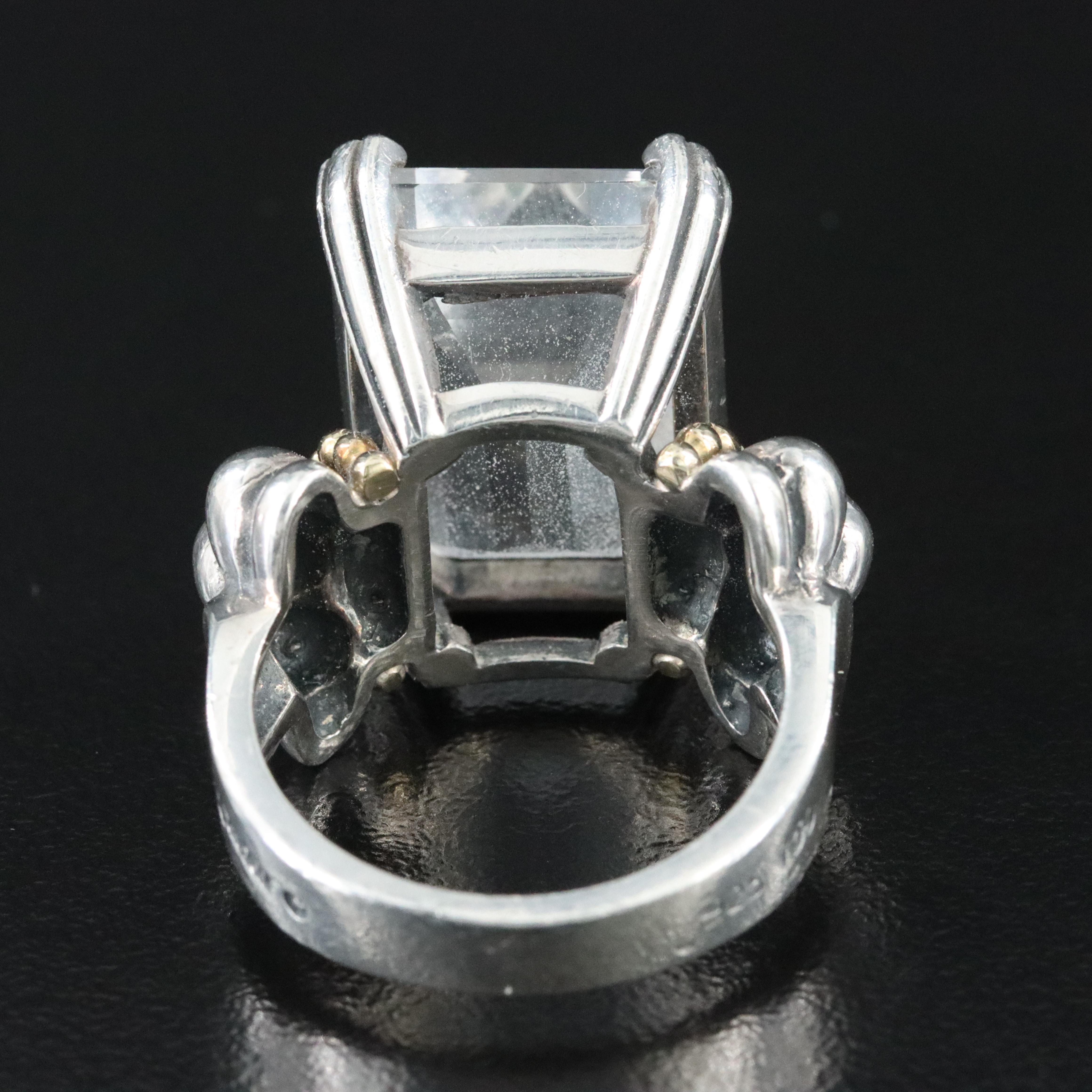 Caviar Sterling Topaz Ring with 18K Accents